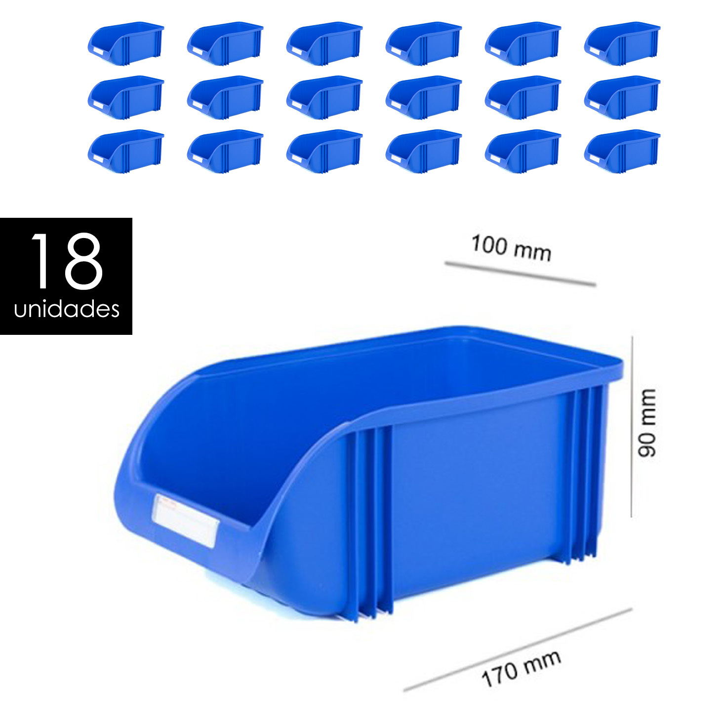TEMU PLASTIKEN Pack 18 Unidades Gaveta Apilable Azul 10 Cm 10 cm x 17 cm x 9 cm. Organizador Tornillos, Cajones Apilables, de plástico.