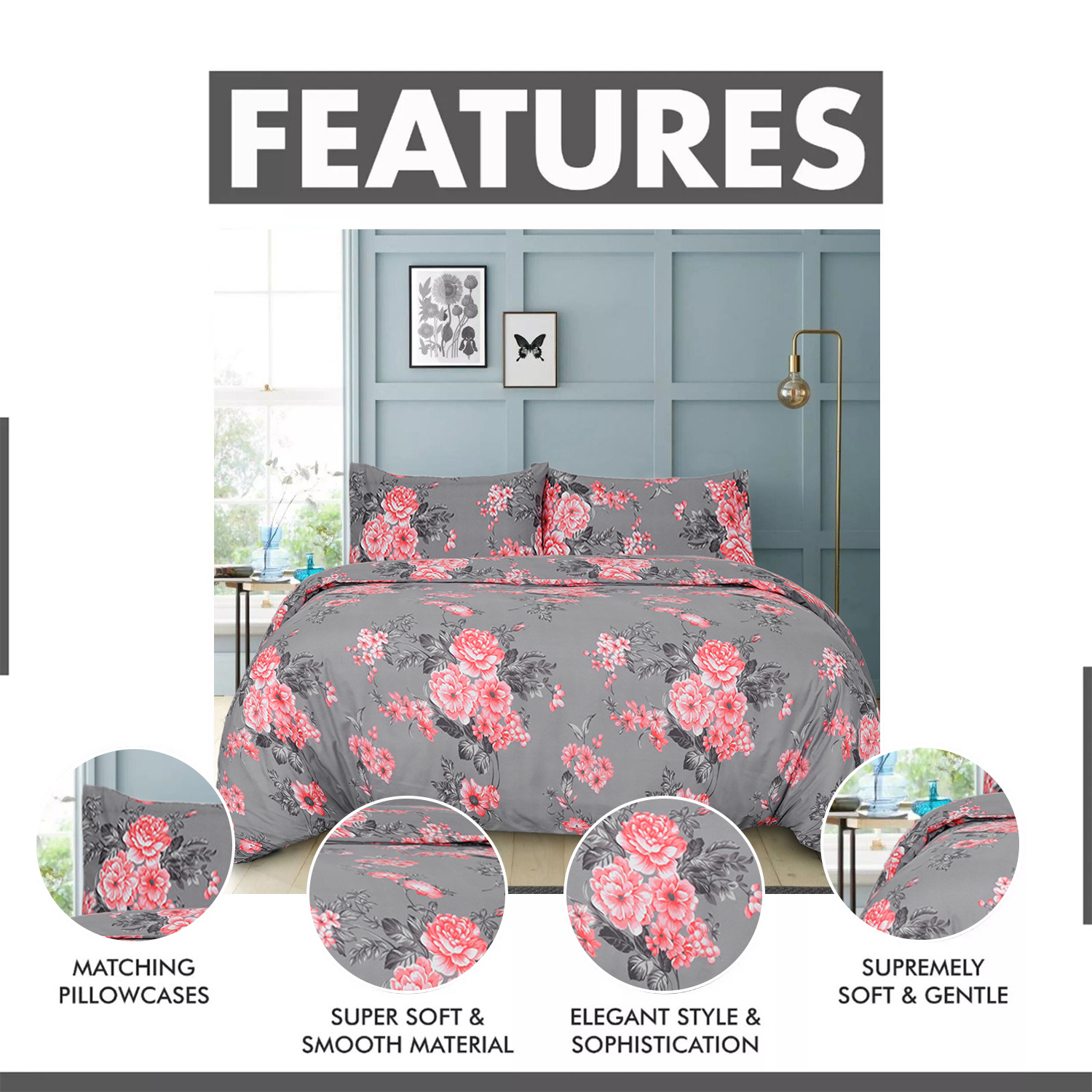 Premium Printed Duvet Cover Set – Soft, Breathable Premium Microfiber All-Season Bedding with Button Closure, Includes Pillowcases, Anti-Wrinkle & Machine Washable for Bedroom