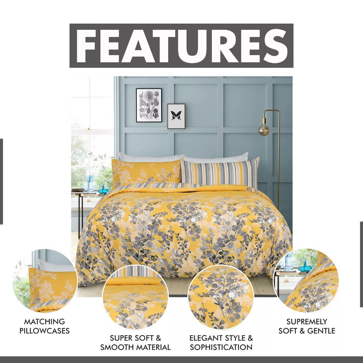 Premium Printed Duvet Cover Set – Soft, Breathable Premium Microfiber All-Season Bedding with Button Closure, Includes Pillowcases, Anti-Wrinkle & Machine Washable for Bedroom