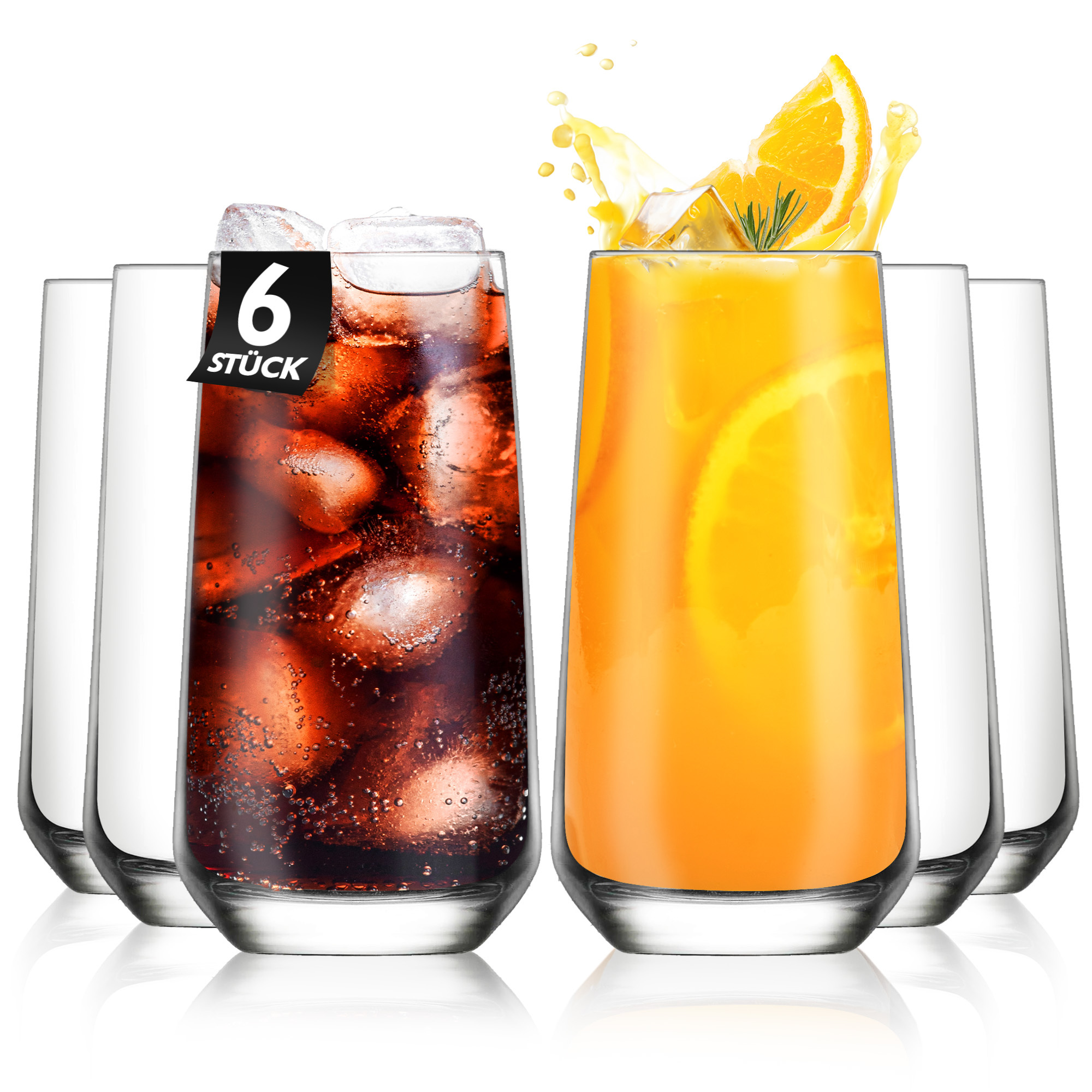 Drinking Set, 480 Ml, Long Drink Glasses, Glasses, Set 6/12pcs, Ideal For, Juice And As Water Glasses