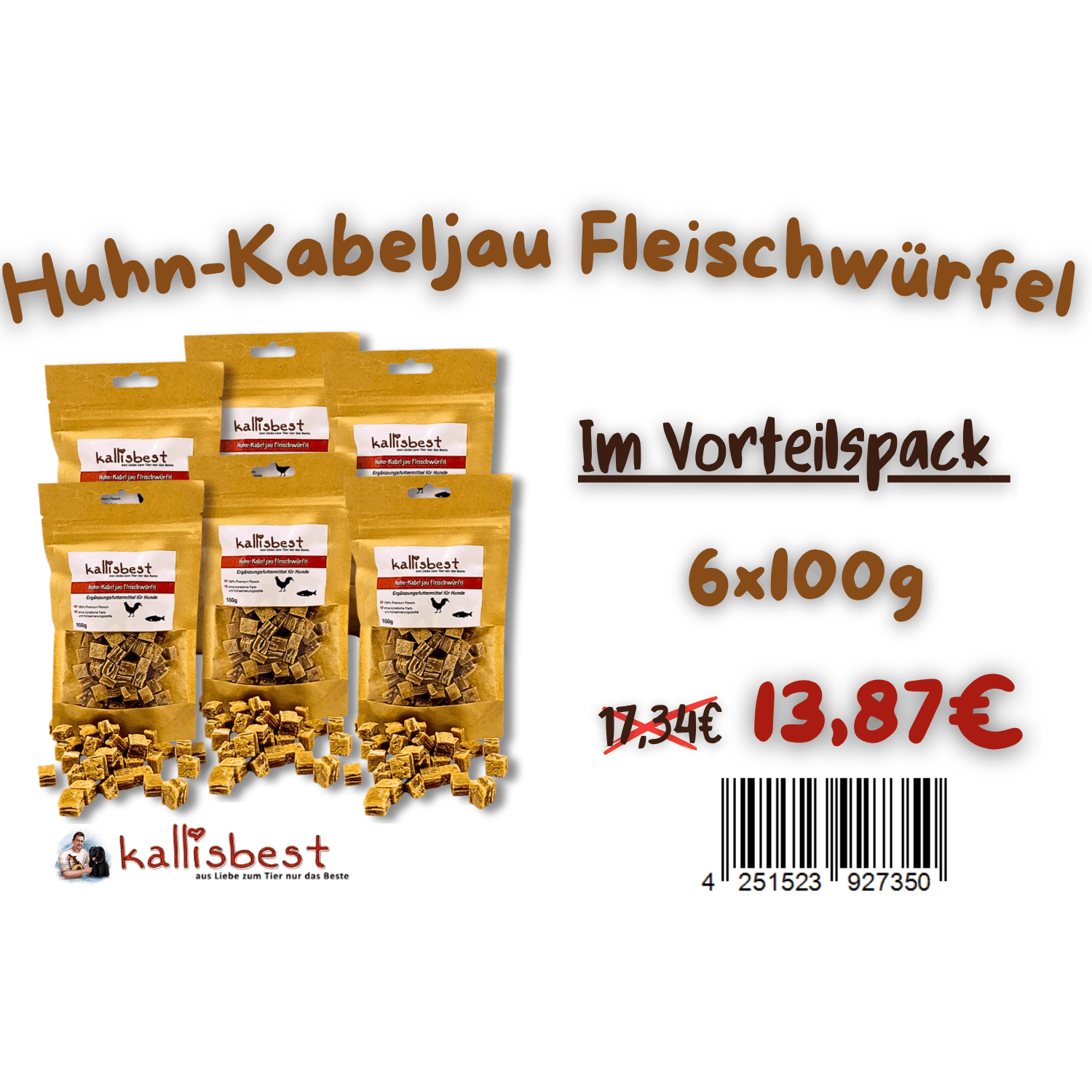 Chicken-cod Meat Cubes 100g For , Gently Dried, Kallisbest - Love For Animals , Administration Gmbh