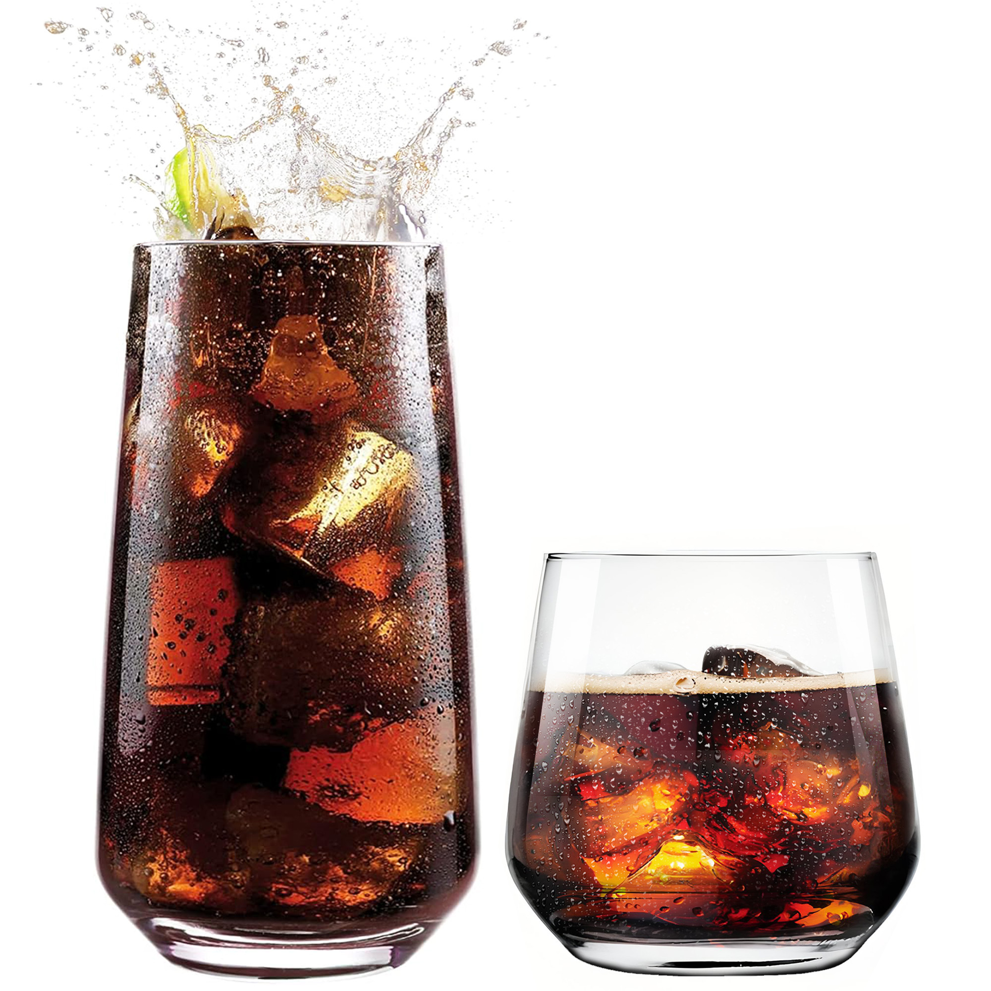 Image of Premium Set 12pcs, Dishwasher- Glasses, 6 Long Drink Glasses 480ml And 6 Drinking Glasses 310ml, Ideal For Water, Juice, S