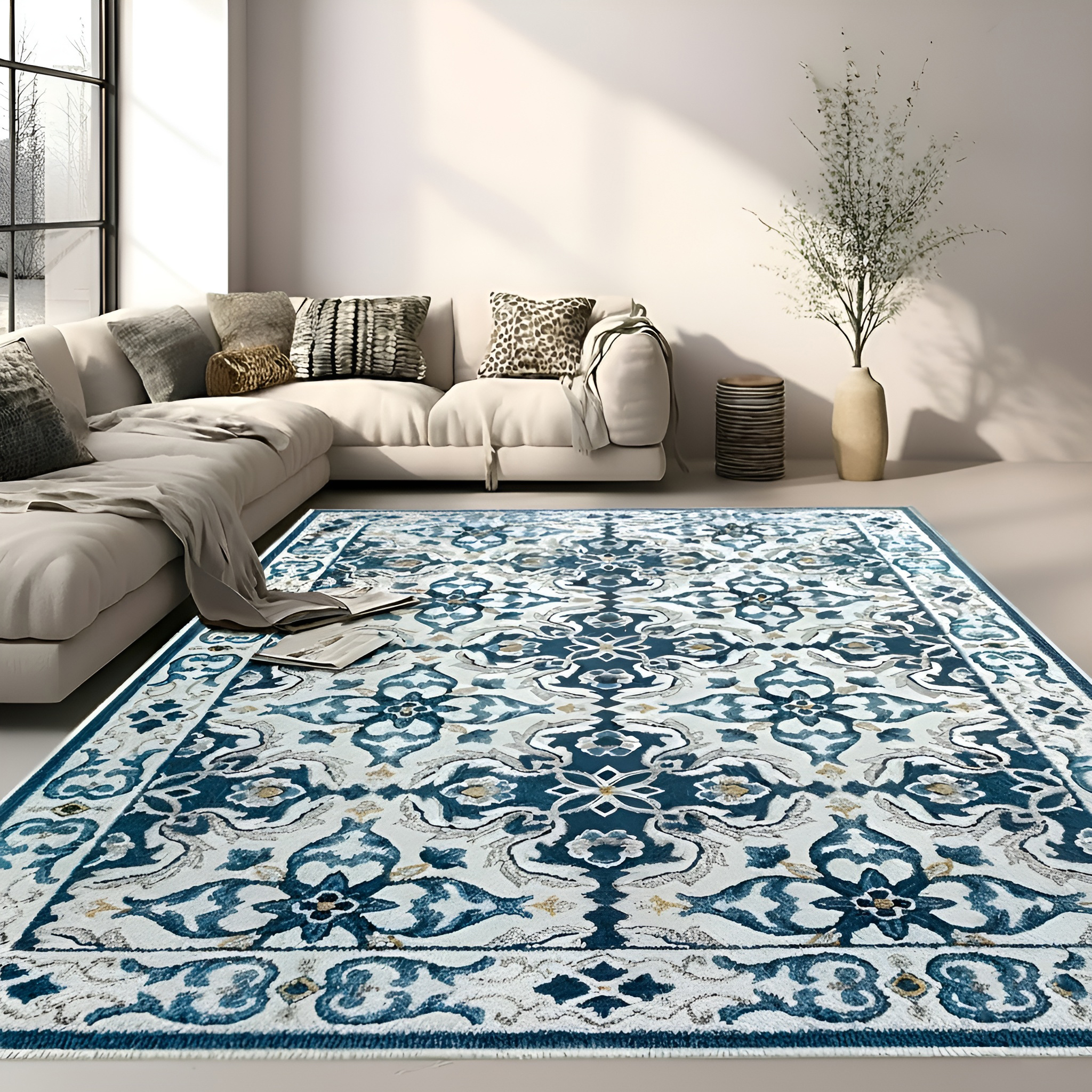 TEMU 1pc Premium Printed Rug – 100% Polypropylene, Soft, Extra Long Area Rug, Non-slip Backing, Machine Washable, Perfect For Living Room, Bedroom,