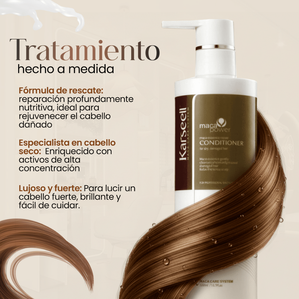 MACA CARE SYSTEM Profesionalni hidratantni regenerativni regenerator s hidroliziranim kolagenom, arganovim uljem i peruanskim ekstraktom Maca, dubinska nutricija, sjaj, glatkoća, protiv kovrčavosti, zaštita boje, za suhu, oštećenu, farbanu, obojenu, kemijski tretiranu kosu, bez sulfata, bez parabena, za svakodnevnu upotrebu, unisex, za sve tipove kose, ravna, kovrčava, tanka, gusta, jačanje i zdrav rast, 500 ml.