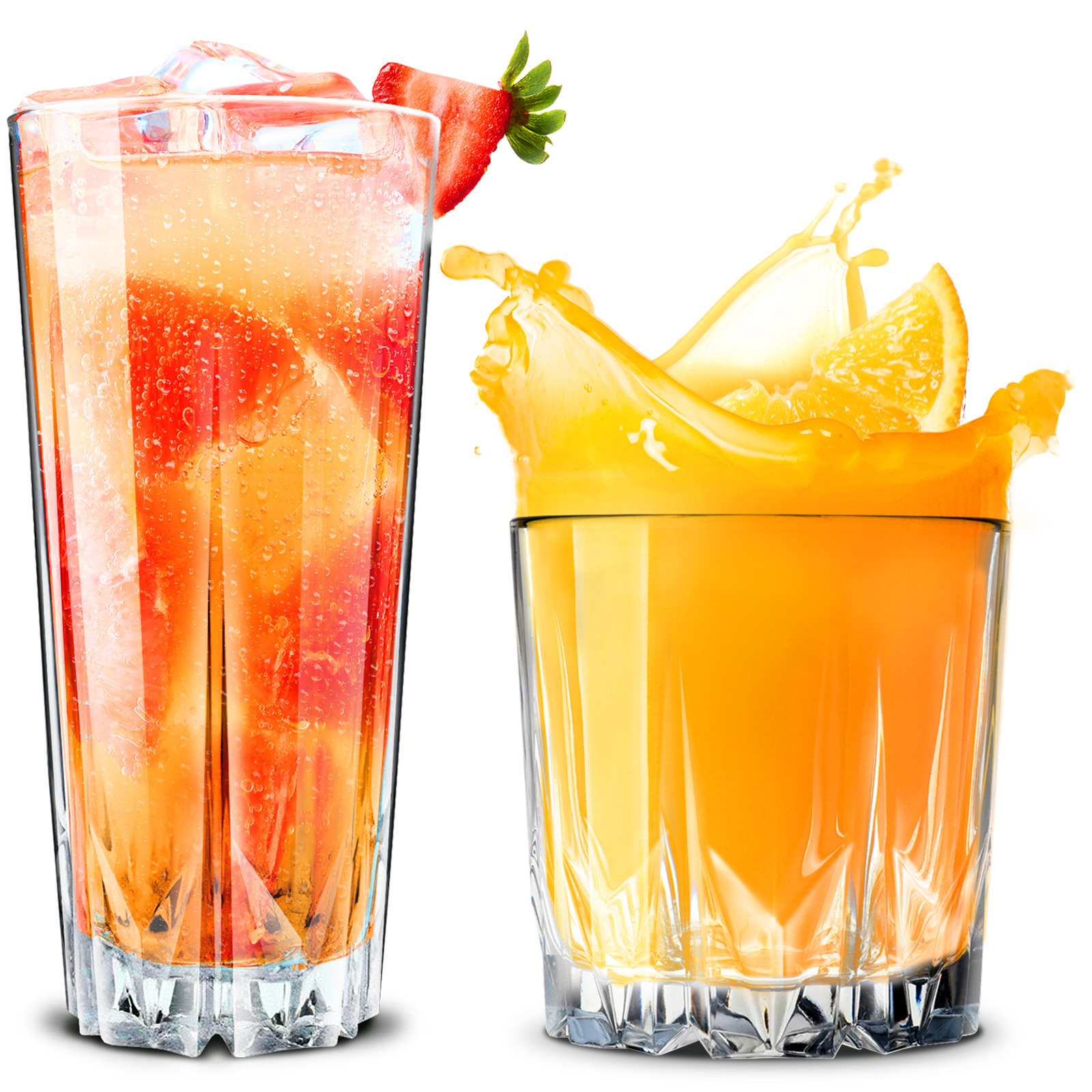 Image of 12-piece Glass Set, 310ml And 330ml Glasses - Drinking Glasses, 6 Highball Glasses With 6 Small Water Glasses, Ideal As Juice Glasses, Cocktail Glasses, And Crystal Glasses For Whisky, Gin
