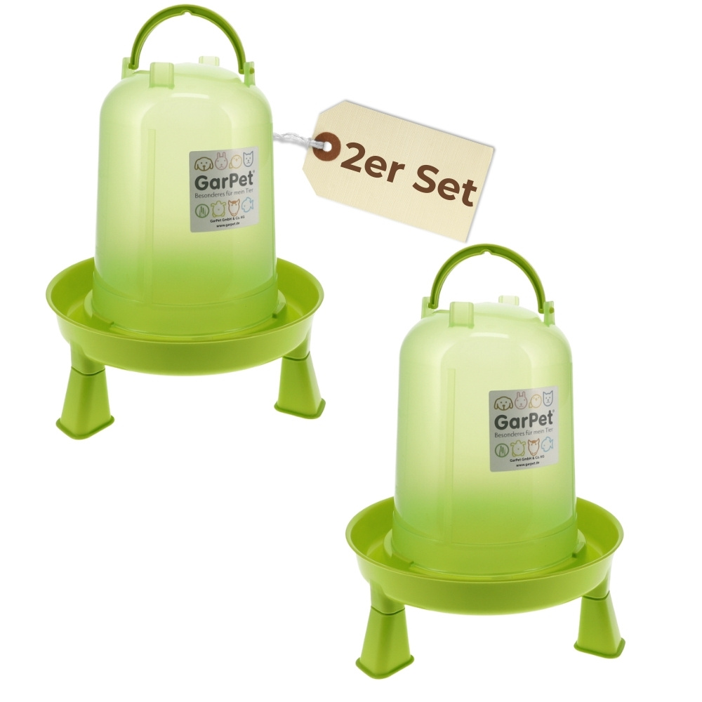 Image of 2-pack Chicken Waterers With Feet, Poultry Drinkers With Standing Legs, Automatic Waterers, Green, 3l