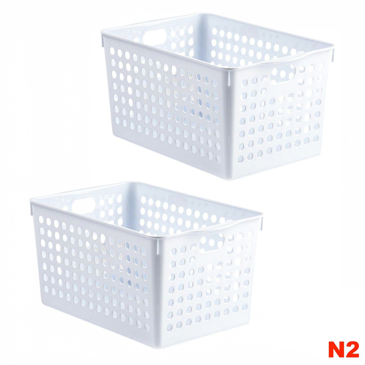 TEMU ZYLX SHOPPING – Pack 2 Cestas Organizadoras de Plástico | Un Solo Tamaño y Color | Resistentes, Apilables y Multiusos para Hogar y Oficina