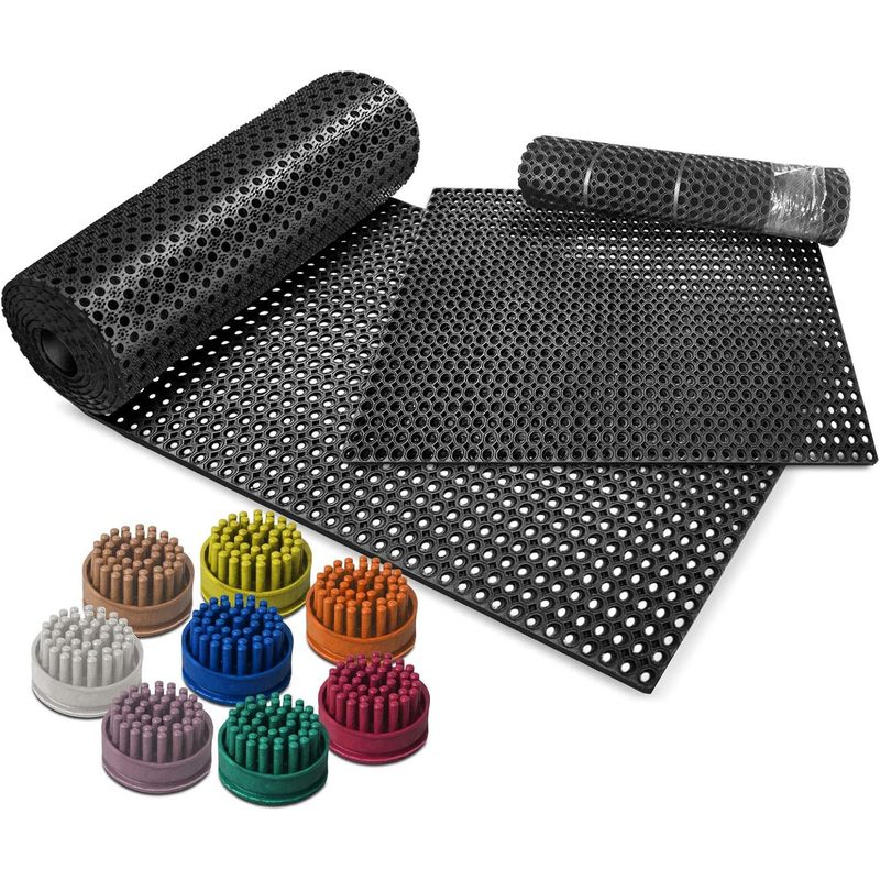 Image of Floordirekt Brush Inserts For Octagon Ring Rubber Mat - In A Set Of 10 - Cleaning Power - Simple And Quick Installation - 8 Modern Colors
