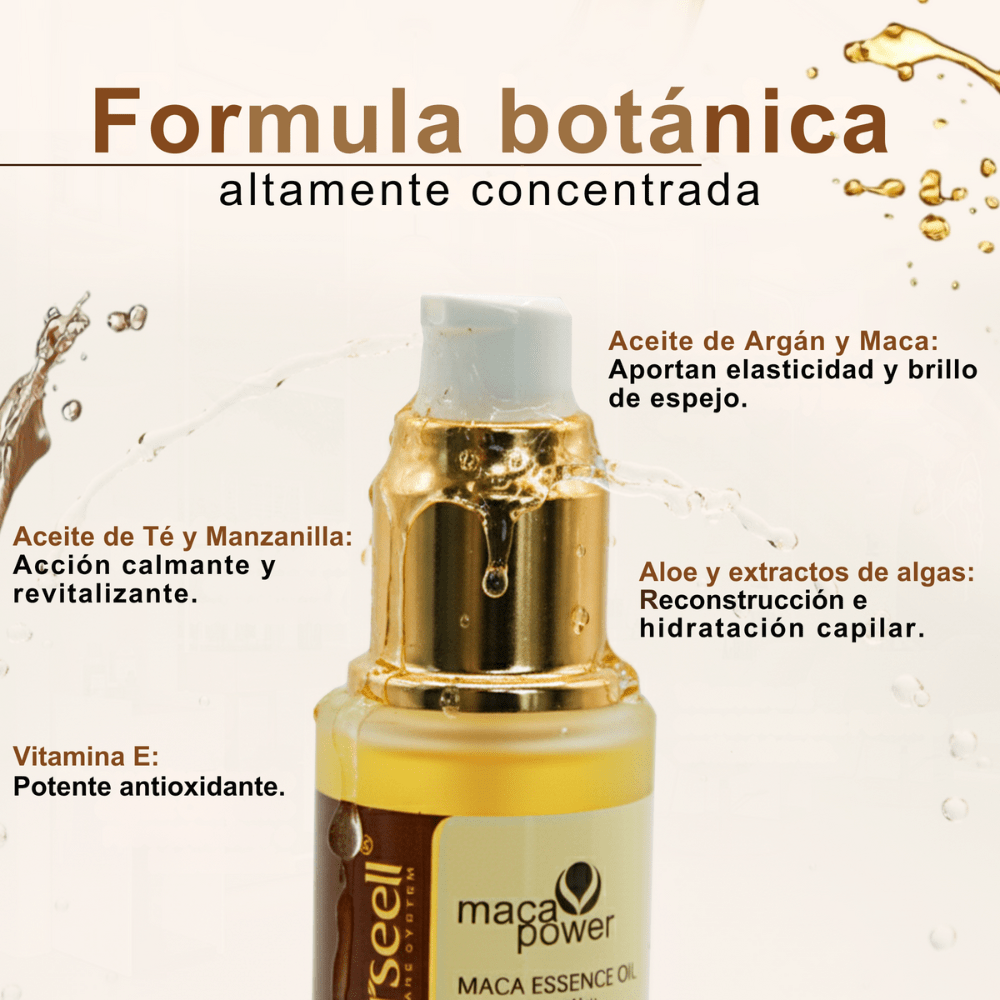 MACA CARE SYSTEM Serum za kosu s arganovim uljem, 50ml – Hidratantni, hranjivi, popravljači, profesionalna formula za suhu, oštećenu, obojenu, izbijeljenu kosu – Protiv kovrčanja, sjaj, mekoća, toplinska zaštita, vitamini, antioksidansi – Dnevna upotreba kod kuće ili u salonu – Intenzivni tretman za ispucale vrhove – Pogodno za sve tipove kose: ravna, kovrčava, valovita, tanka, gusta, prirodna ili tretirana – Bez sulfata, bez parabena – Lagani, mekani, nemasni miris – 50ml
