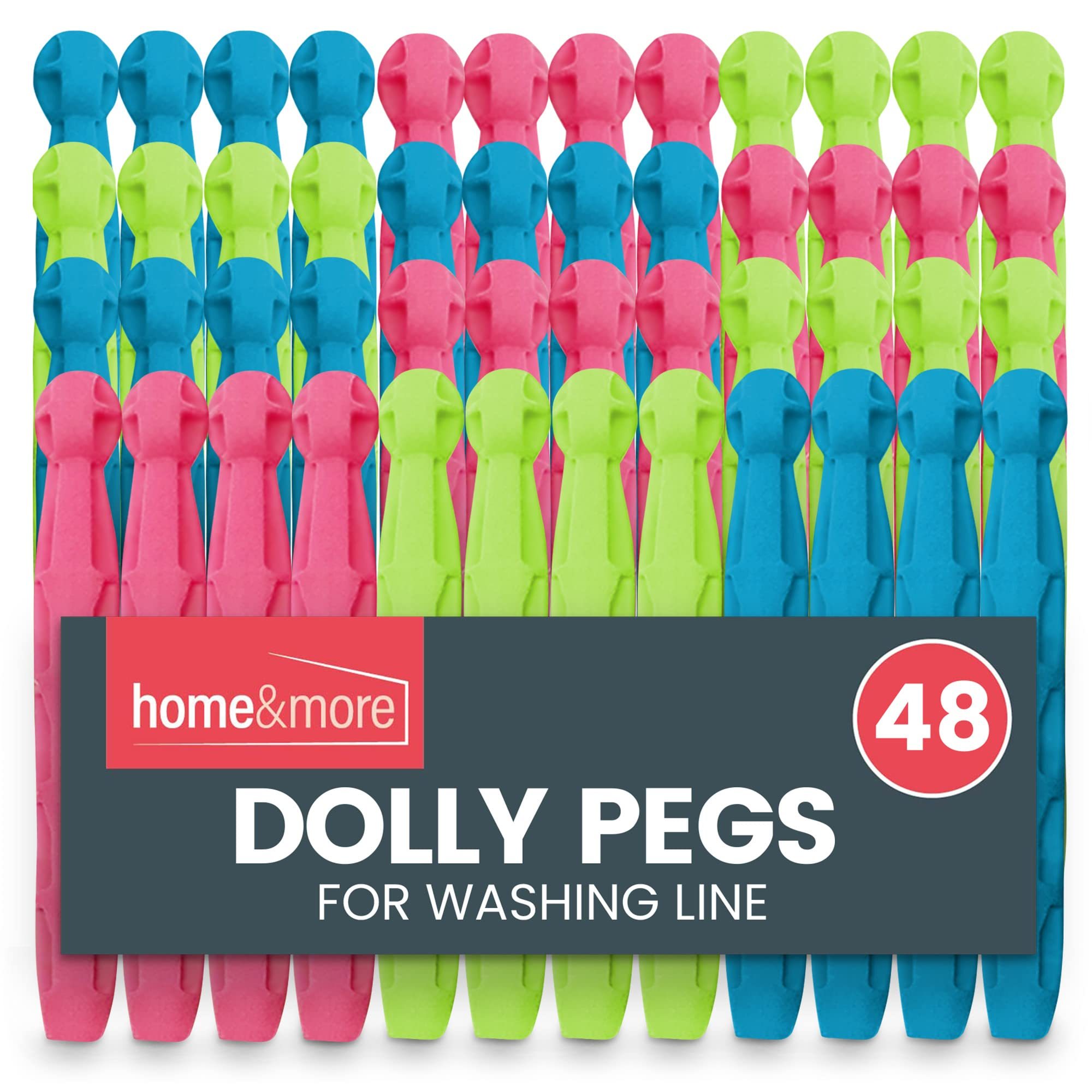 TEMU 48 Pack Dolly Pegs For Washing Line | Heavy Duty Plastic Clothes Pegs With Extra | Weather-resistant Laundry Pegs For Indoor & Outdoor Drying |