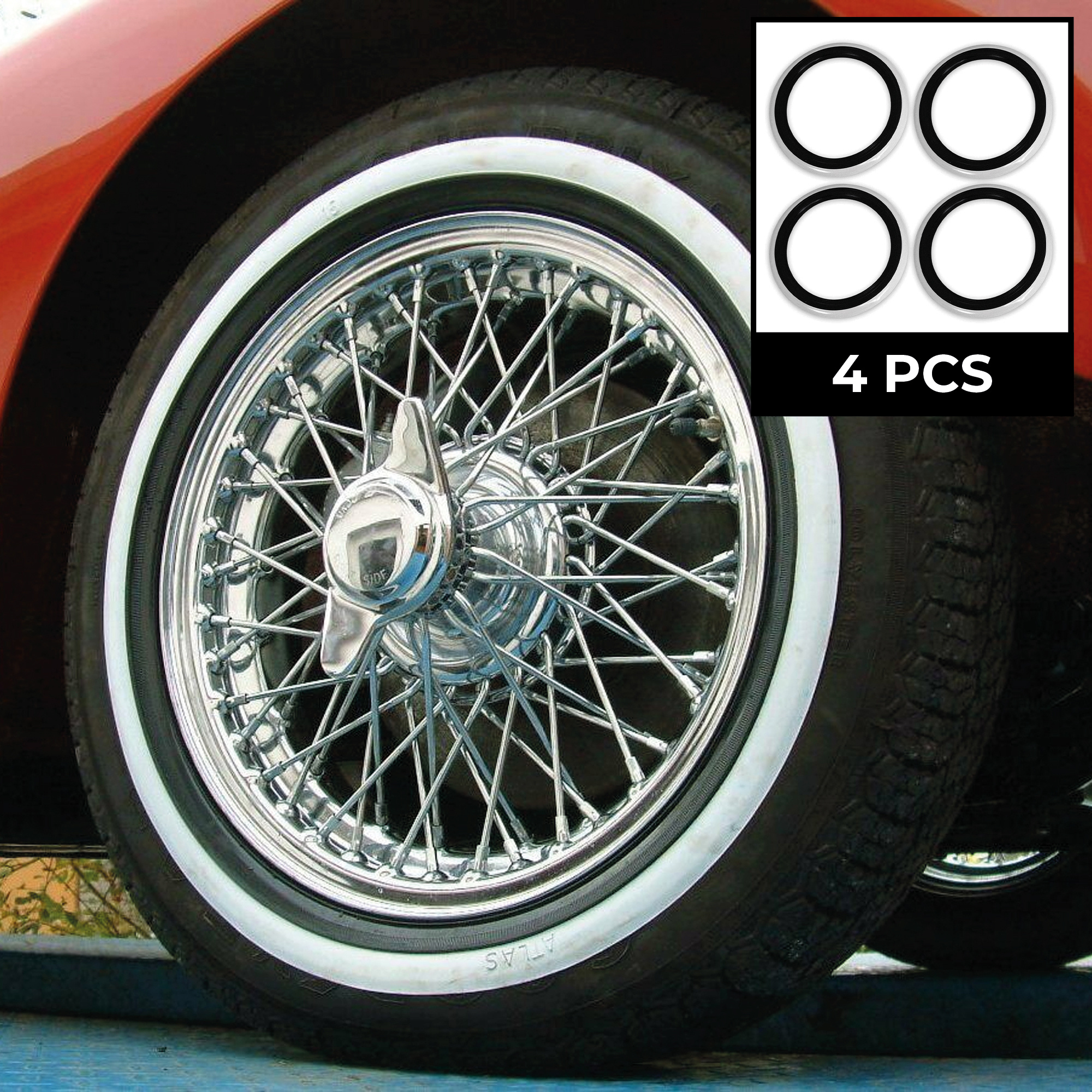 Tyre Wall Car Wheel Tire Universal Rubber 4 Pcs 13" 14" 15" 16" 17" 18" Black- Tire | Automotive Maintenance | Vehicle Marking | Professional Tool | Maintenance Tool