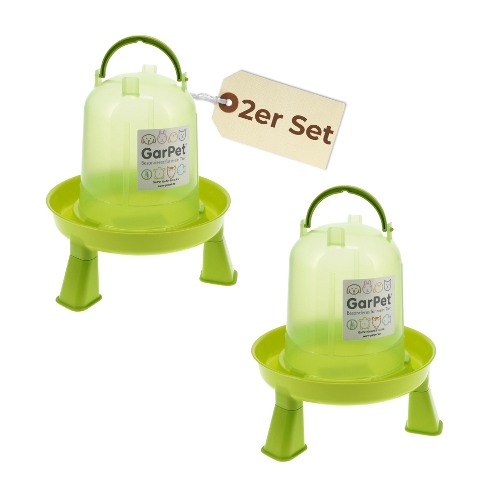 2-pack Chicken Waterers With Feet, Poultry Drinkers With Standing Legs, Automatic Waterers, Green, 1.5l