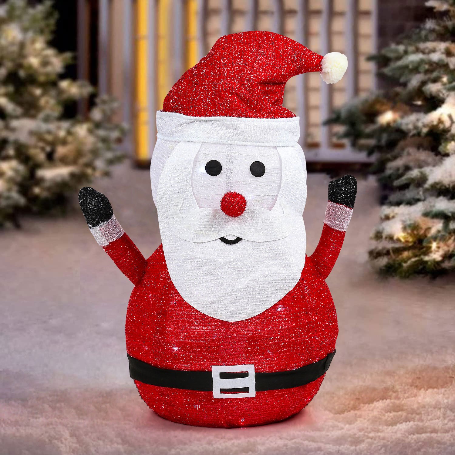 TEMU Pop Up Christmas Santa Decorations Light Up 40 Led Cool White Lights Indoor/outdoor Xmas Decoration, 2 Pegs Included For Ground Use, Battery