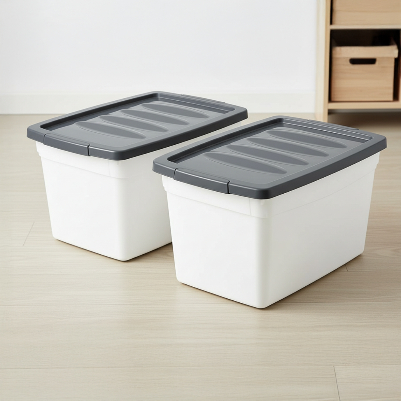 Storage Box With Lid, 3pcs, 60 Liter Boxes