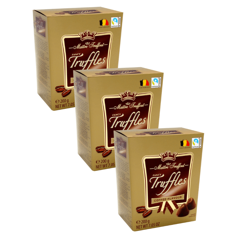 Image of Maître Truffout Fancy Gold Truffles Coffee 3 X 200g | Noble Belgian Chocolate Truffles With Fine Coffee Aroma, Delicately Melting And Aromatic