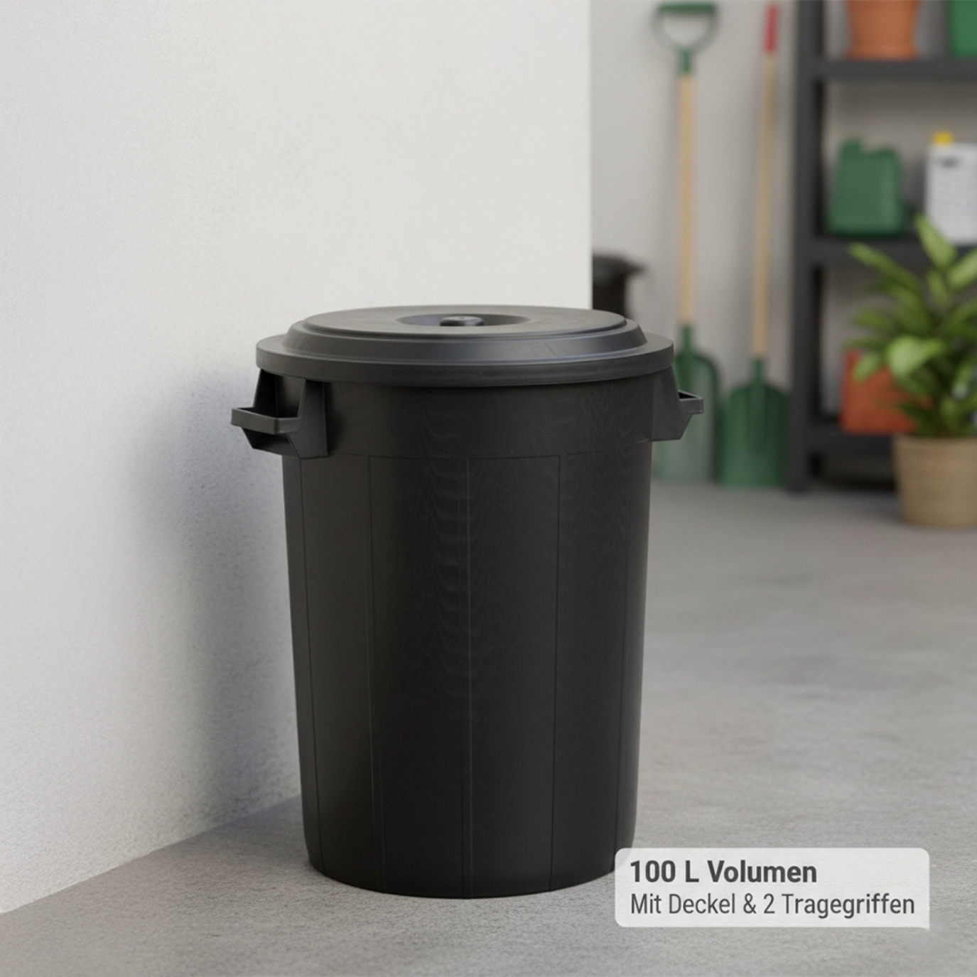 E-shop Tonne mit Deckel und Tragegriffe Schwarz Universaltonne