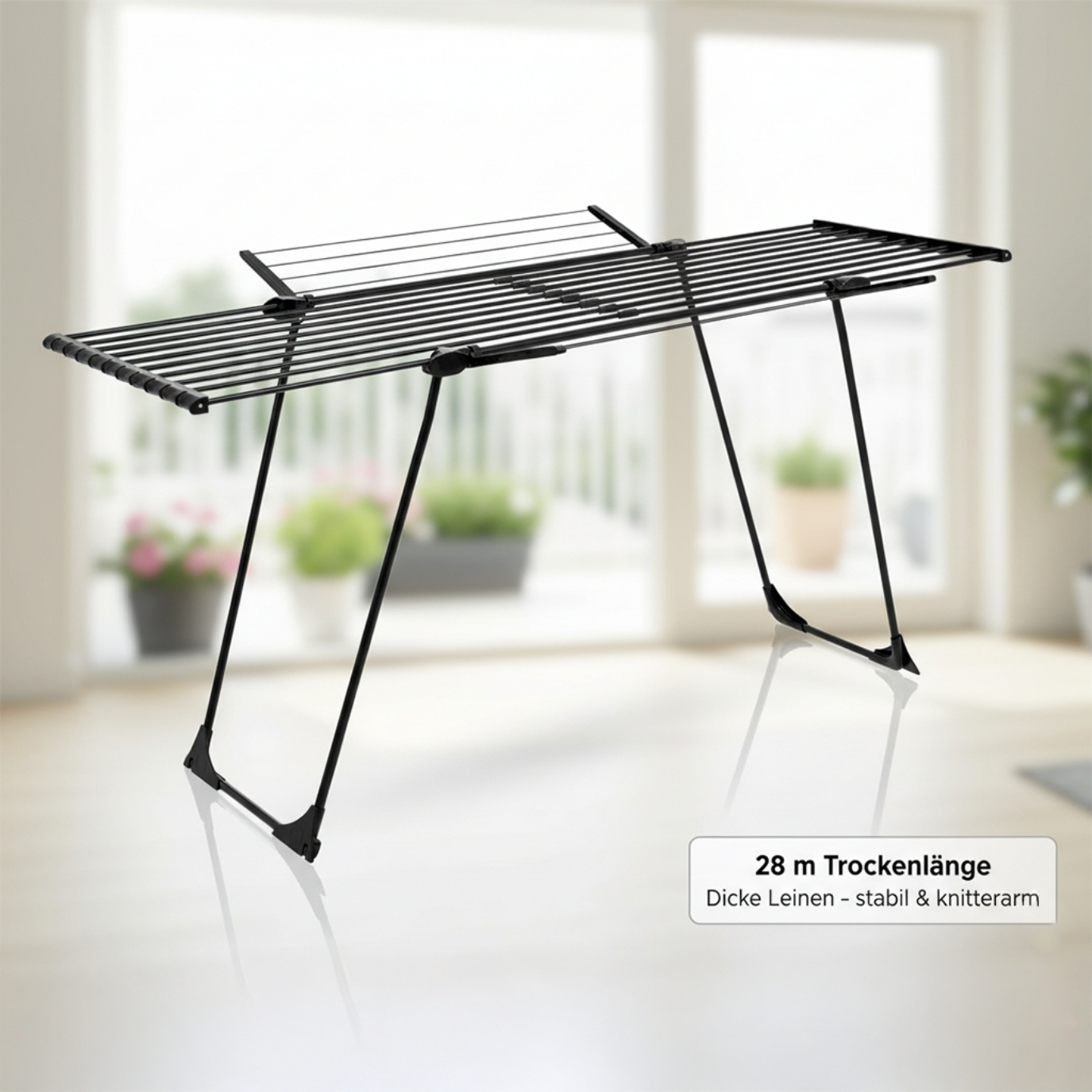 Laundry Stand Black Extendable 28m Clothesline