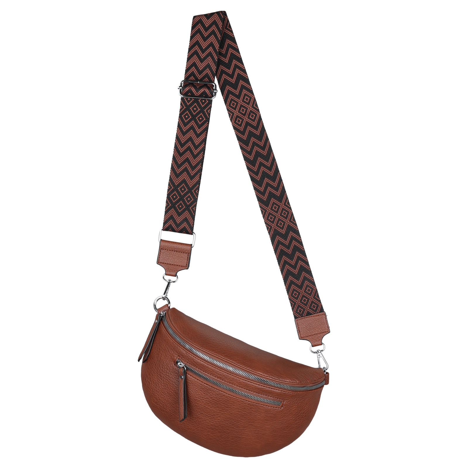 Image of Fanny Pack Shoulder Bag Crossbody Bag Hip Bag Faux Leather Italy-design Brown-w