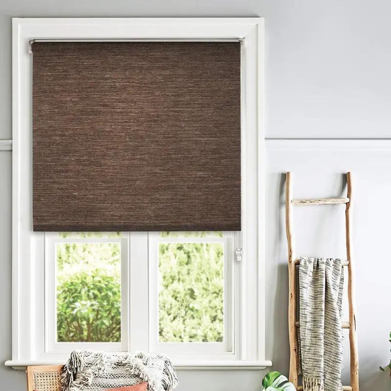 Image of Rollo Braun - Sun Protection Roller For Windows & Doors, Translucent & Darkening, 1pc, No Drilling Required, Lateral Pull Strap, For Living & Dining Rooms, Easy Assembly & Maintenance