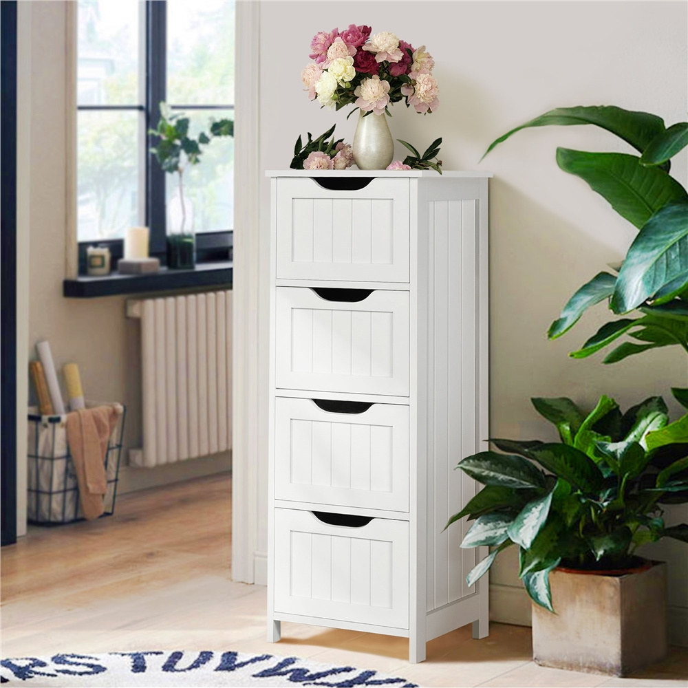 Image of Bathroom Cabinet With 4 Drawers, Narrow & , Storage Dresser For Bathroom, Guest Toilet, Living Room