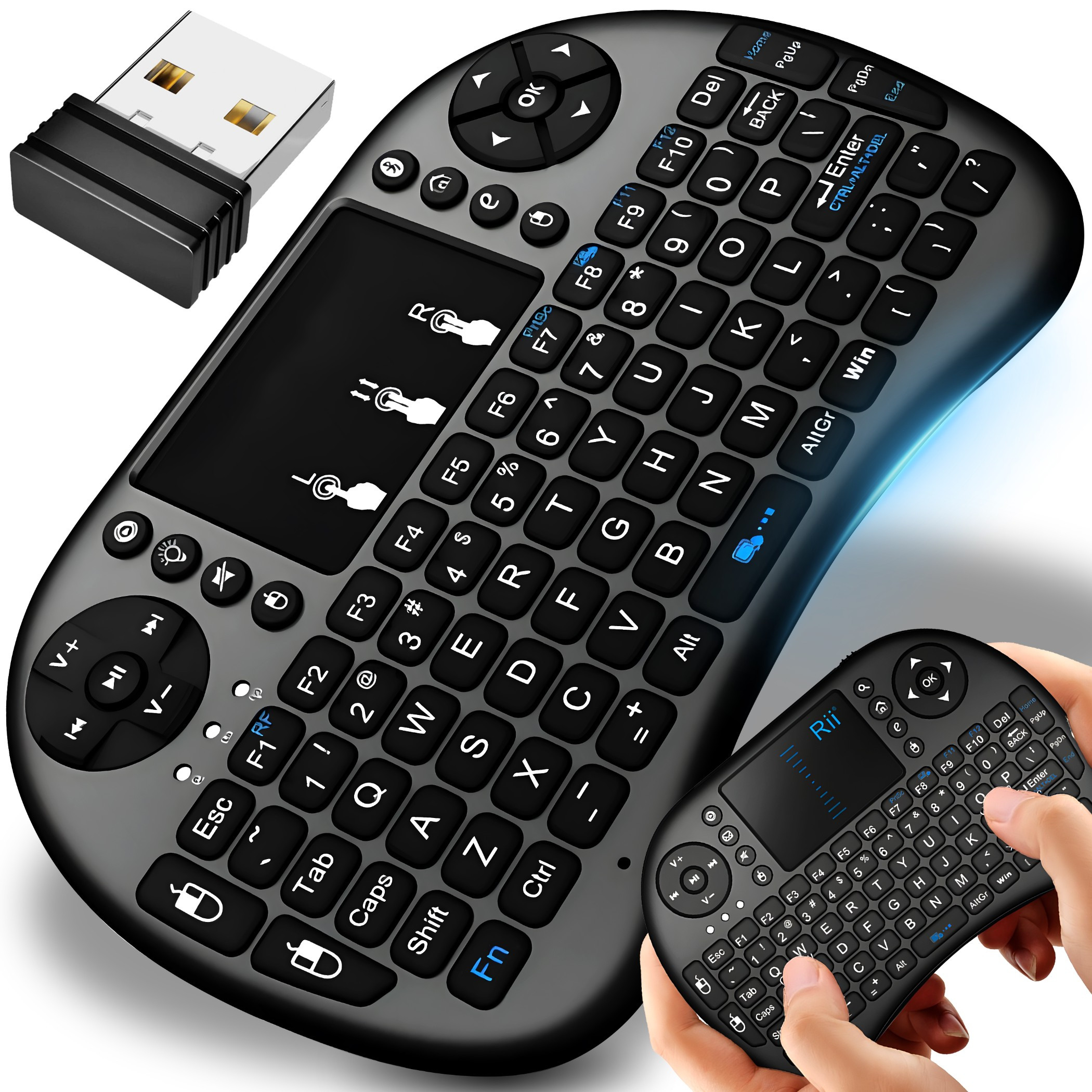 TEMU Mini Wireless Keyboard I8+ Smart Tv 2.4ghz With Touchpad, Multifunctional Keyboard With Mouse Function, Range Up To , Compatible With Windows, ,