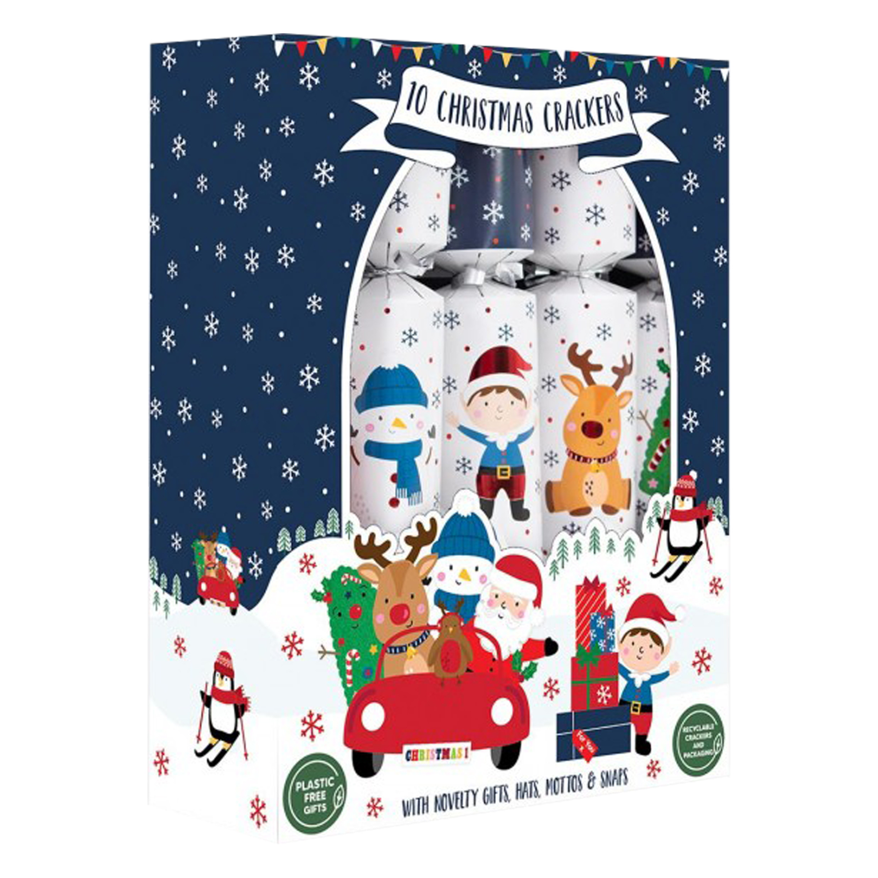 TEMU Christmas Crackers 10 Pack 30cm Plastic Free Gifts - Santa Design