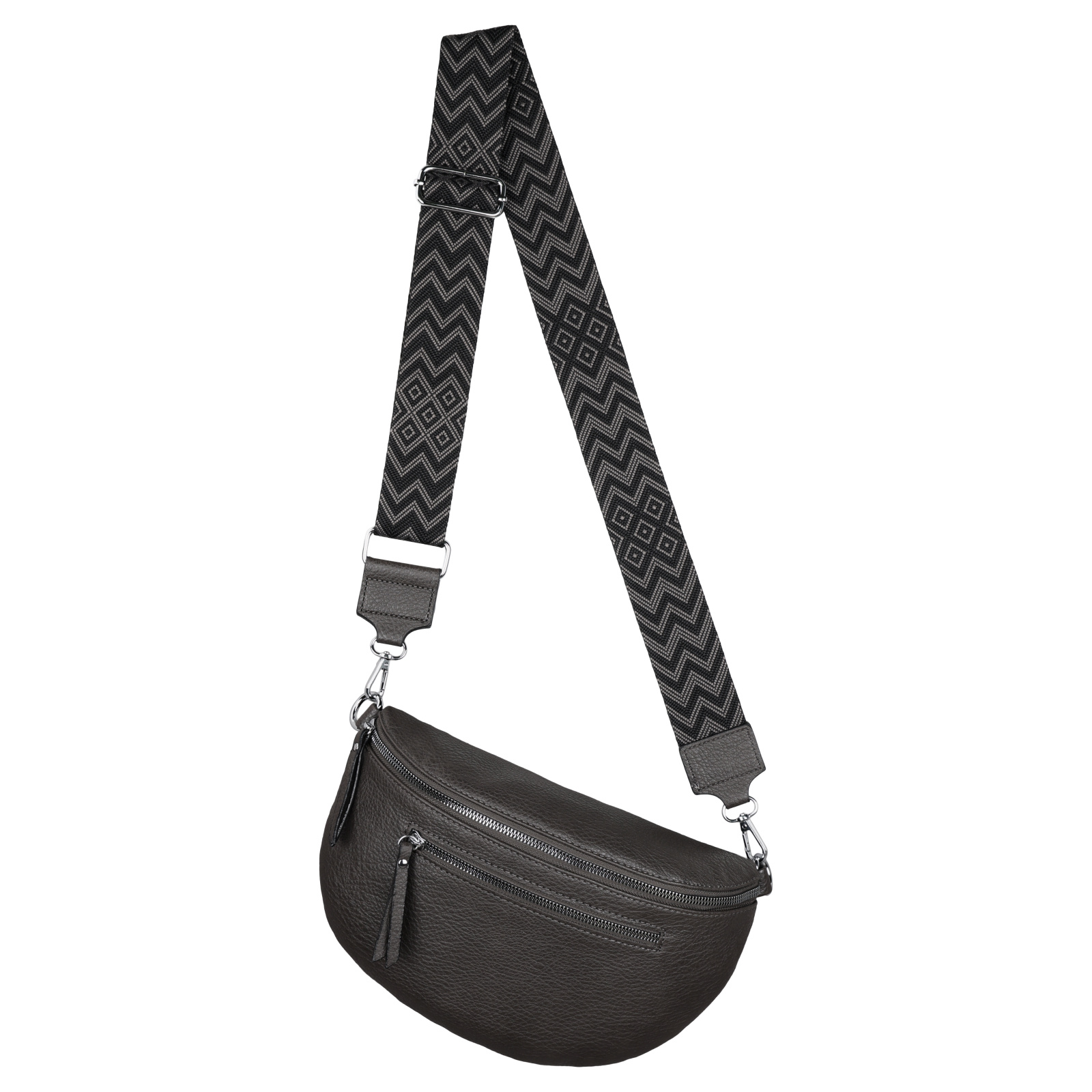 Fanny Pack Shoulder Bag Crossbody Bag Hip Bag Faux Leather Italy-design Grey-w