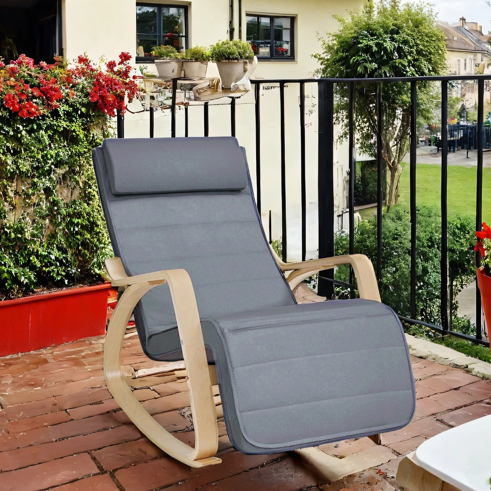 TEMU Fauteuil inclinable, fauteuil d'allaitement, fauteuil à , avec -pieds réglable en 5 et accoudoirs en bois, pouvant supporter un poids de 150 kg.