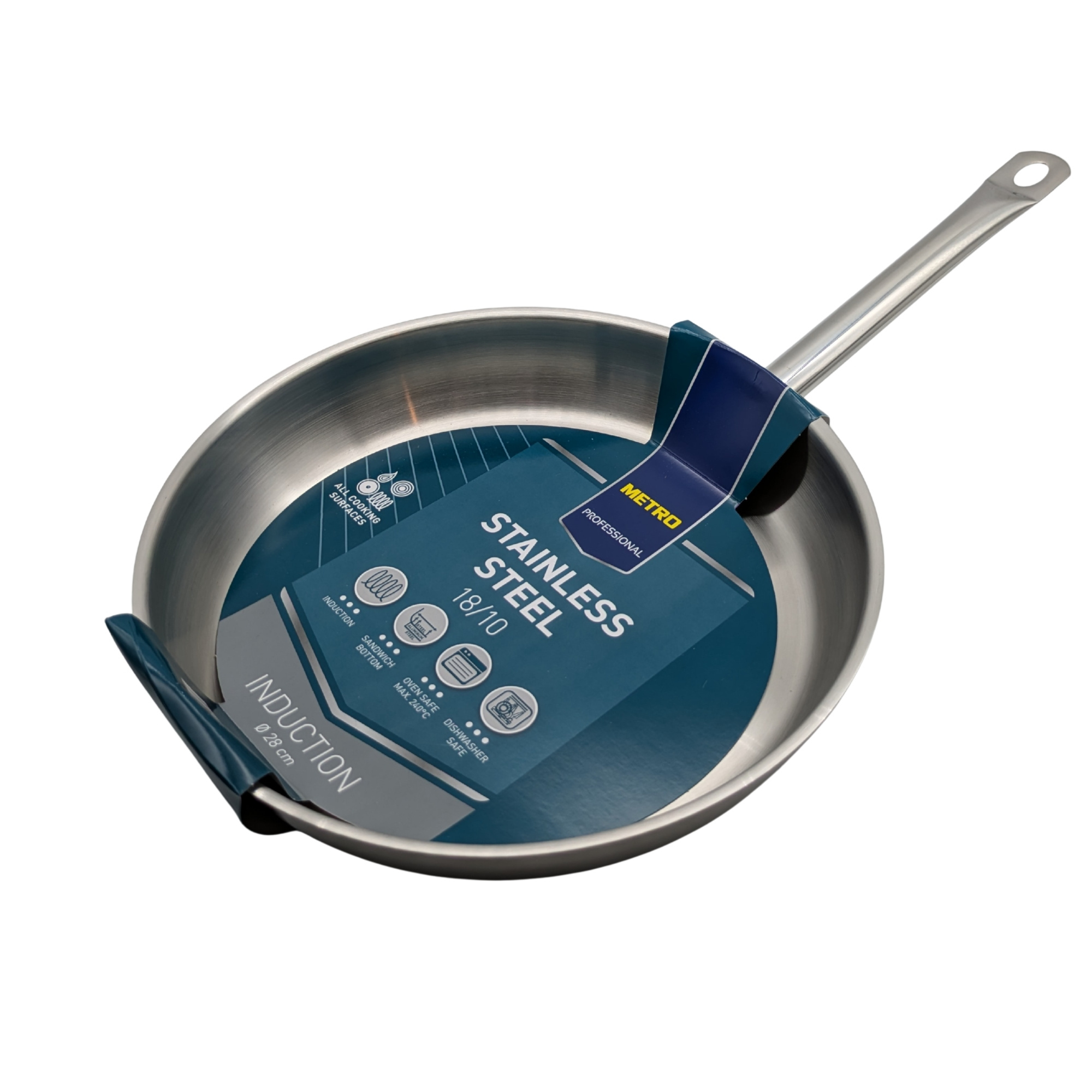 E-shop METRO Professional Pfanne unbeschichtet | Ø 28 cm | Edelstahl | Backofengeeignet bis max. 240 °C | auch für Induktion | Pfanne | Universalpfanne