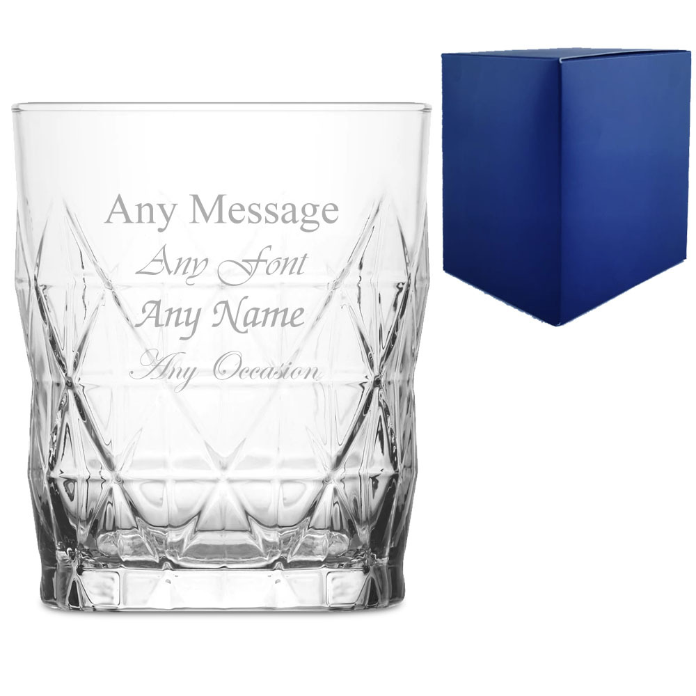 TEMU Personalised Engraved 345ml Whisky Glass, Personalise With Any Message For Any Occasion, Gift Box Included, Laser Engraved