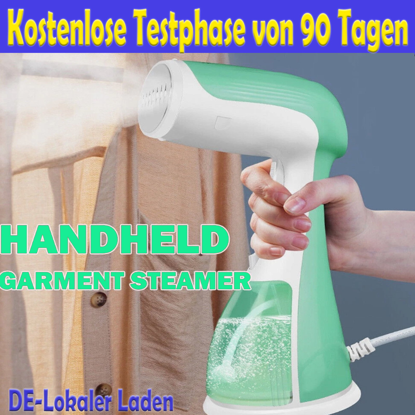 E-shop 1750W Profi-Dampfbügler - Tragbare Handbügelstation - Textil- & Kleidungsglätter - 300 ml Tank - 30s Schnellaufheizung - Starker &