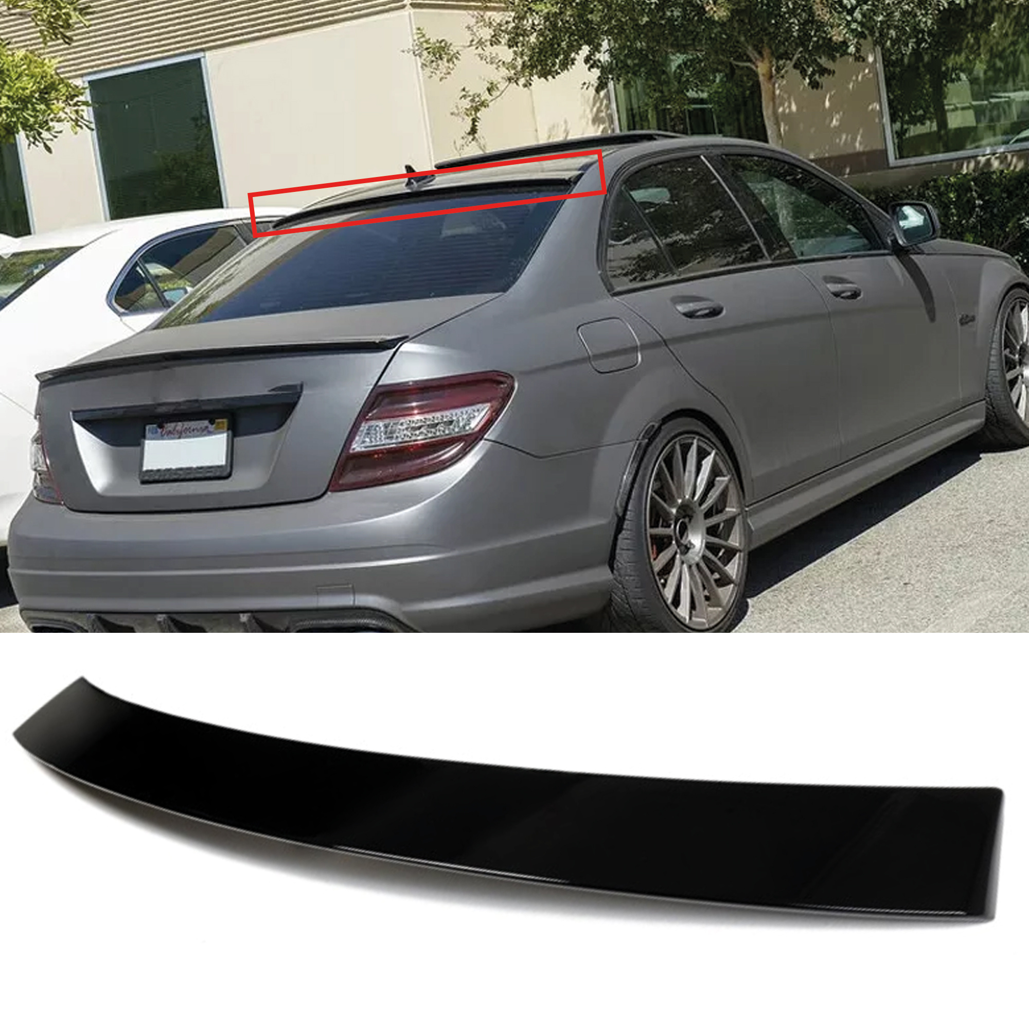 TEMU Dakvleugel Dakspoiler Achter Spoiler Voor Dak Spoiler Mercedes W204 C250 C63 2007-2014 AMG Sedan Piano Zwart ABS Plastic Verbetert & Stijl, Auto