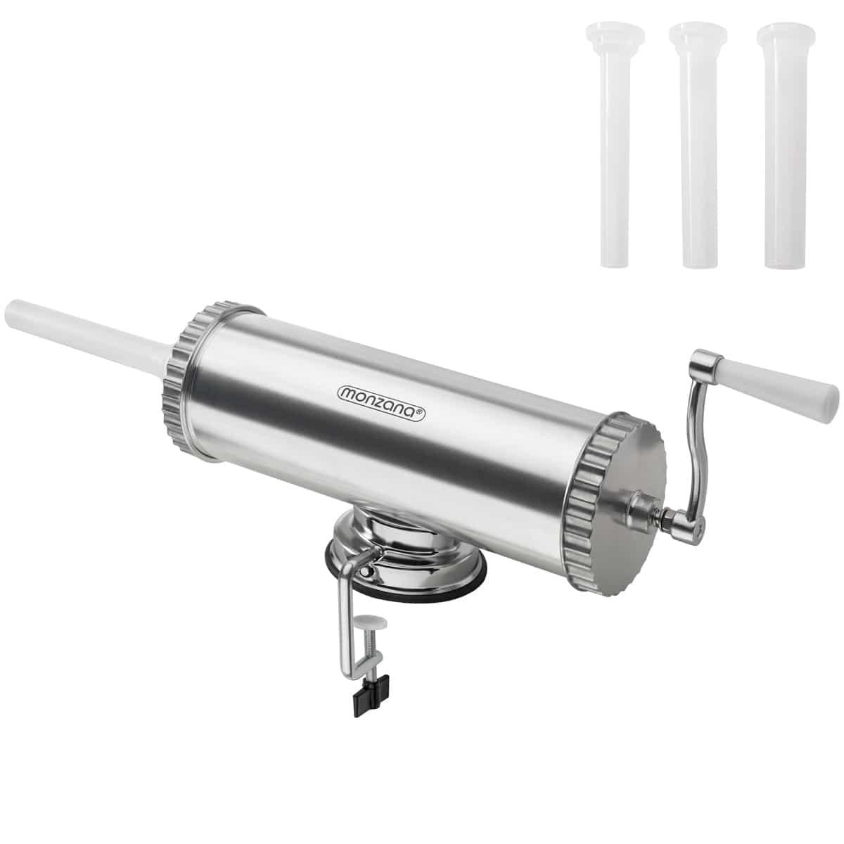 TEMU Monzana® Sausage Stuffer With Aluminum Table Clamp, 3 Filling Tubes, Manual Operation, 2.5 Kg Filling Capacity
