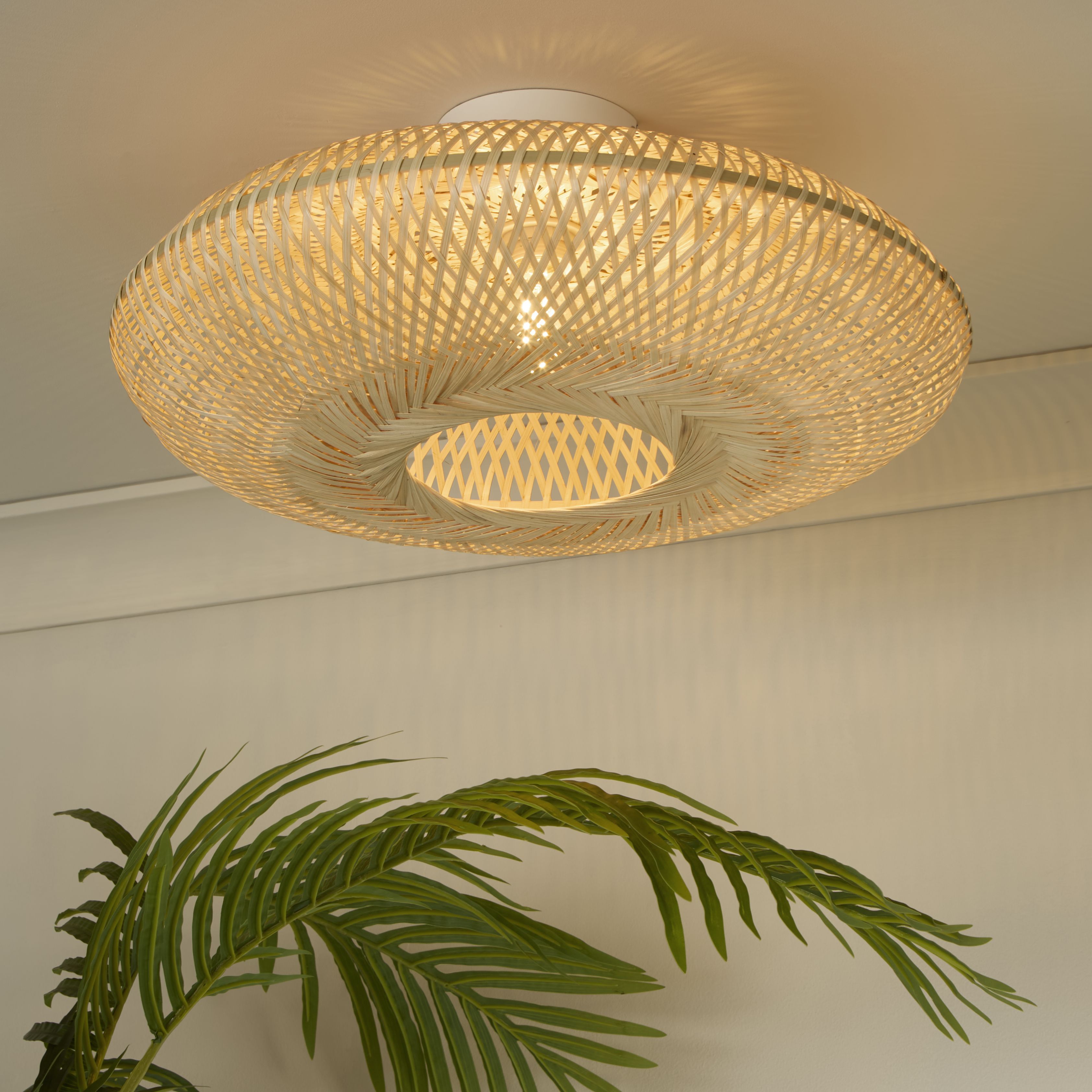 TEMU Bamboo Flush Ceiling Light