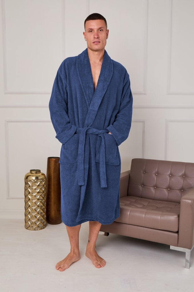 ELAFY Terry Hampton Shawl Collar Bathrobe – Luxury Super Soft Terry Towel Robe for Men & Women – Plush, Absorbent & Comfortable Unisex Dressing Gown – Hotel Spa Quality, Long Belted Robe with Deep Pockets, Easy Care & Durable Fabric – Ideal Gift Choice
