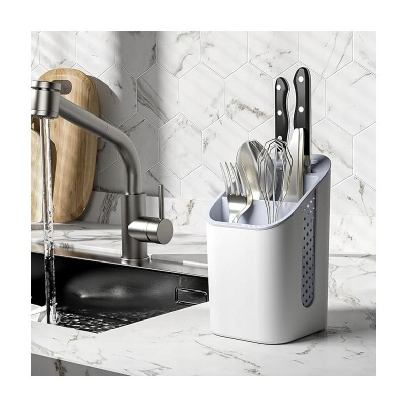 TEMU L'organizzatore da cucina moderno mantiene l'ordine sul piano di lavoro e l'asciugatura delle posate. Dotato di un rimovibile, di drenaggio e
