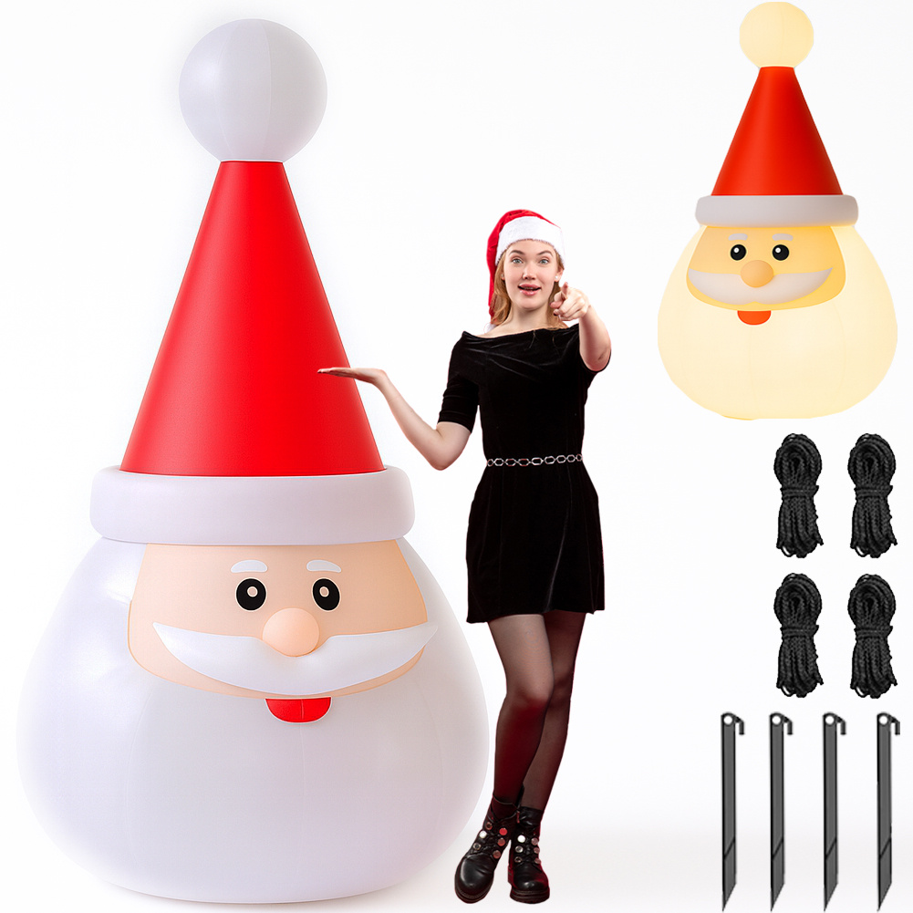 TEMU Bakaji Inflatable Xxl Christmas Tree For Indoor And Outdoor Use, Self-inflating Setup Kit, Stakes, And Ropes, Led Lighting, Ip44 Protection,