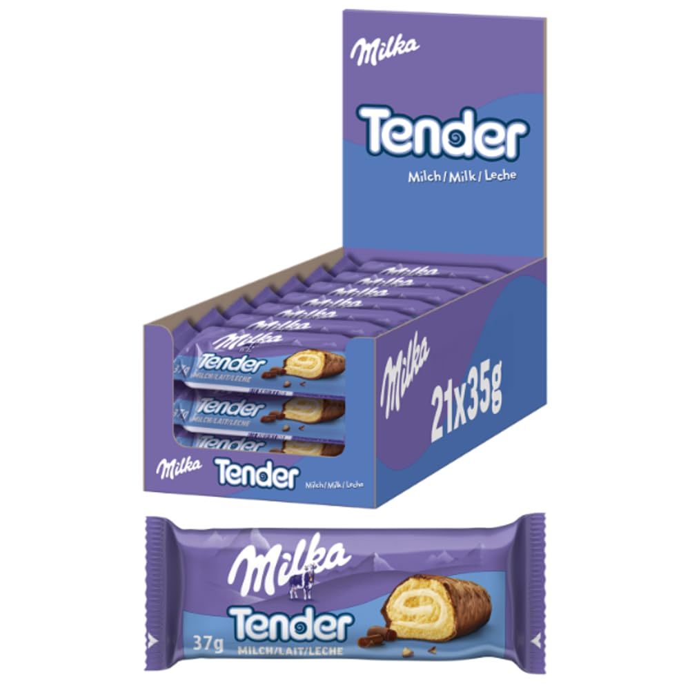 Milka Tender Milk – Biscuit Roll With Delicate Milk Cream Filling, Wrapped In Alpine Milk Chocolate – 21 X 37g