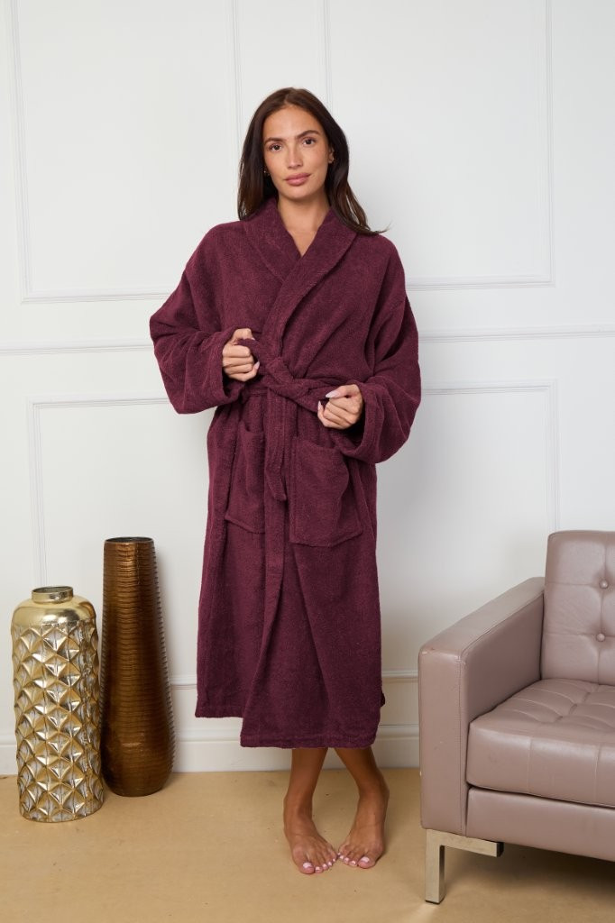 ELAFY Terry Hampton Shawl Collar Bathrobe – Luxury Super Soft Terry Towel Robe for Men & Women – Plush, Absorbent & Comfortable Unisex Dressing Gown – Hotel Spa Quality, Long Belted Robe with Deep Pockets, Easy Care & Durable Fabric – Ideal Gift Choice