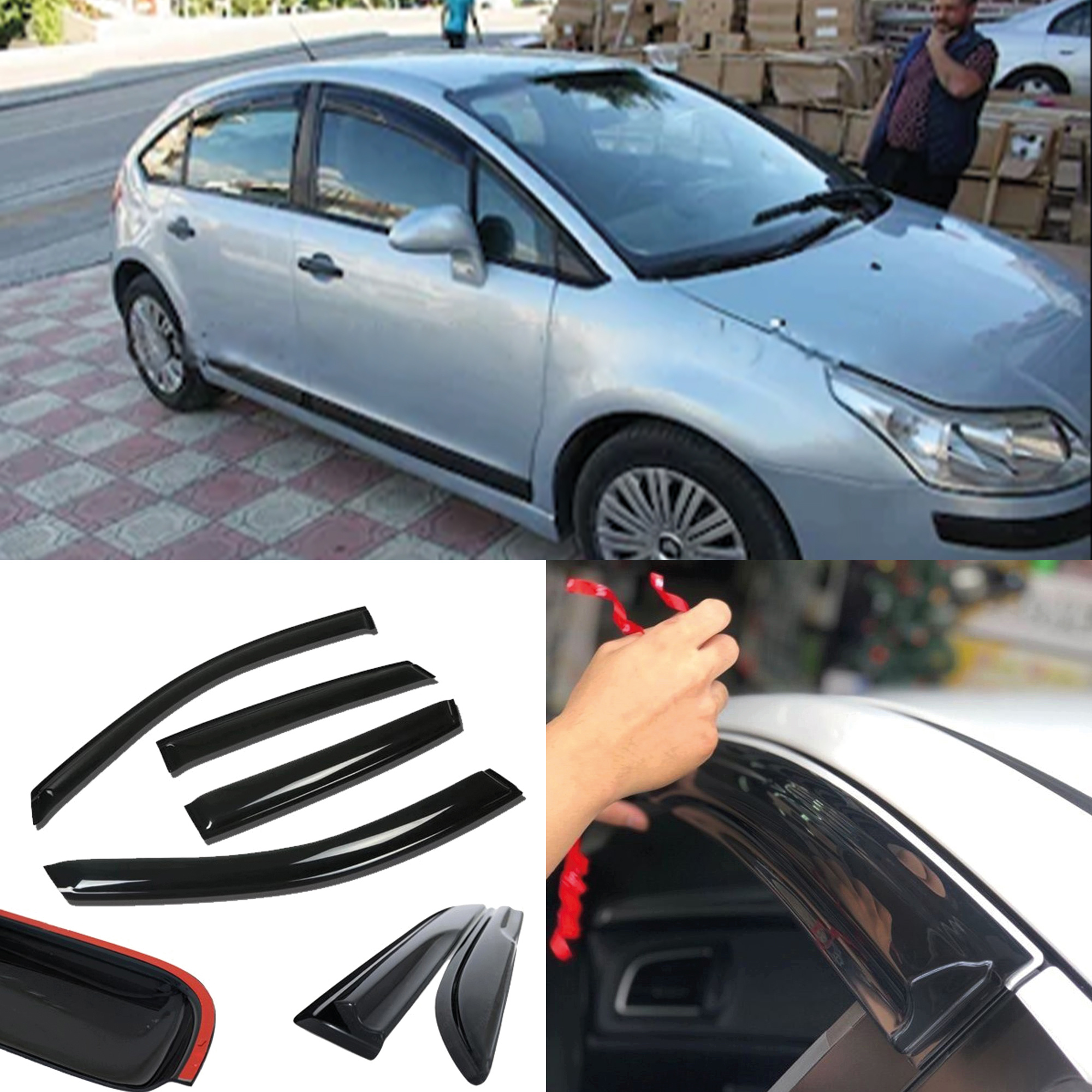 TEMU Window Visor For C4 2004-2011 4pcs Cars Accessories Rain Guard Vent Wind Deflector Weathershield Moulding Trim Thickened Sun And Rain