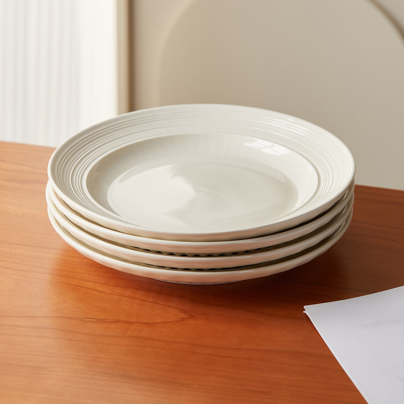 TEMU 4-piece 10-inch Ø25.4cm Ceramic Dinnerware Set, Plate Set, , Plates, Soup Plates, Dinner Plates, Deep Plates, Pasta Plates, Salad Plates,