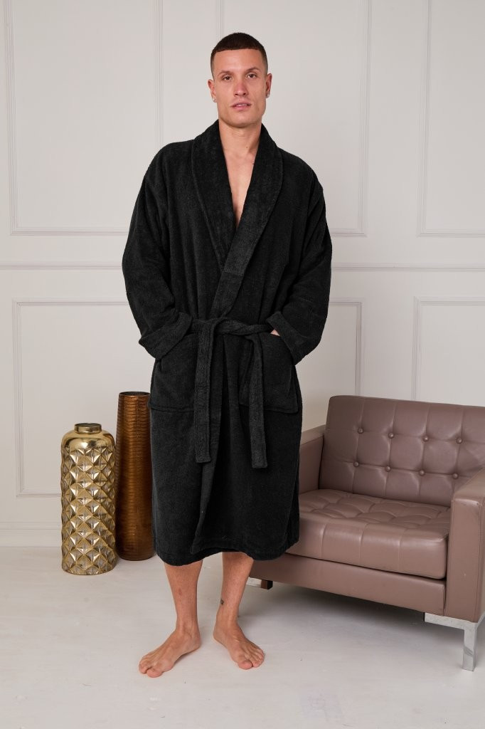 ELAFY Terry Hampton Shawl Collar Bathrobe – Luxury Super Soft Terry Towel Robe for Men & Women – Plush, Absorbent & Comfortable Unisex Dressing Gown – Hotel Spa Quality, Long Belted Robe with Deep Pockets, Easy Care & Durable Fabric – Ideal Gift Choice