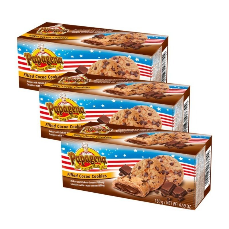 Papagena Chocolate Chip With Chocolate Cream Filling, 3 X 130 G – Crispy With Creamy Chocolate Filling