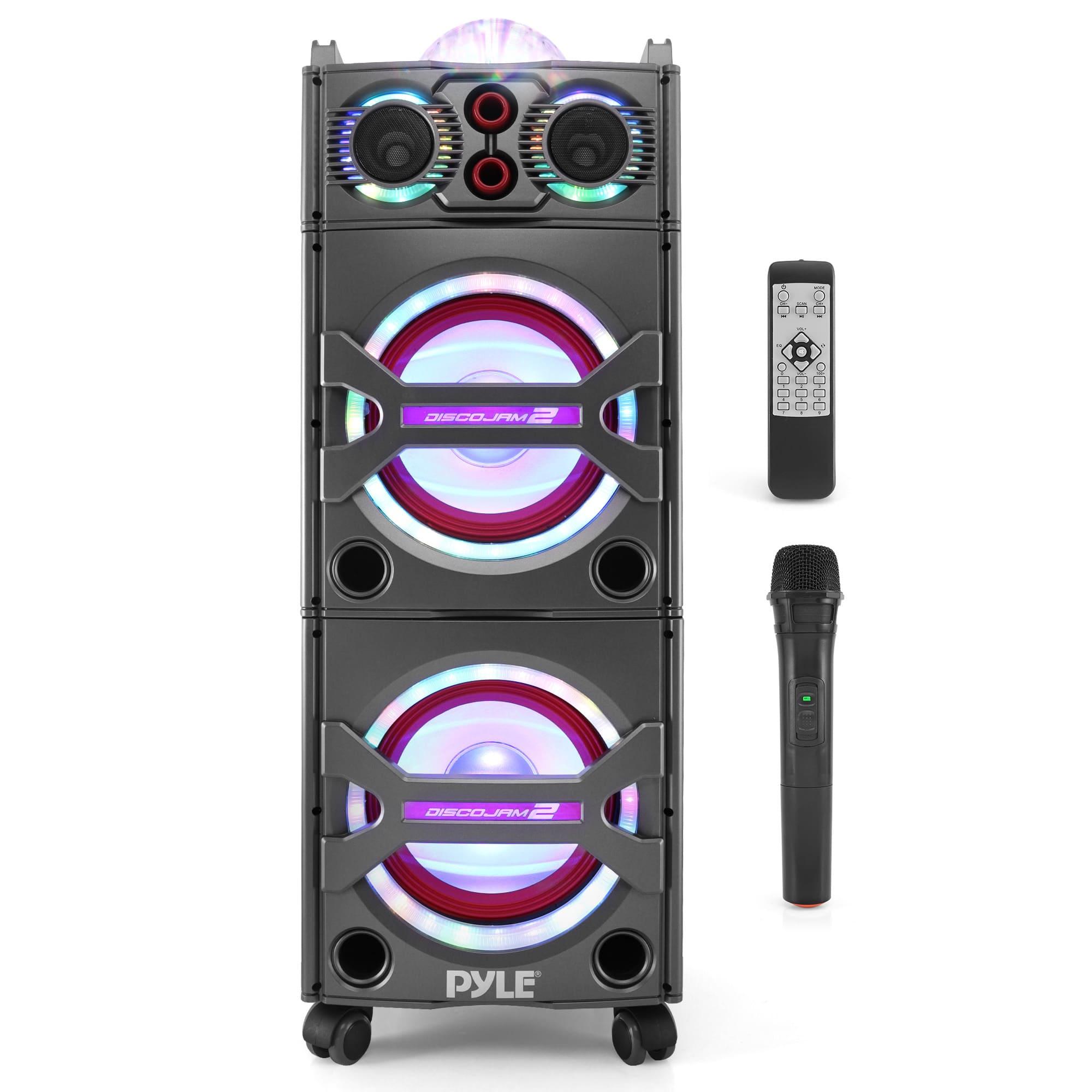 Large Bluetooth Speaker, 2000w Bluetooth Music Box, Boombox With Rgb Lights & Wheels, With Microphone, , Usb/sd/aux/rca/fm Radio, For Outdoor & Home Parties