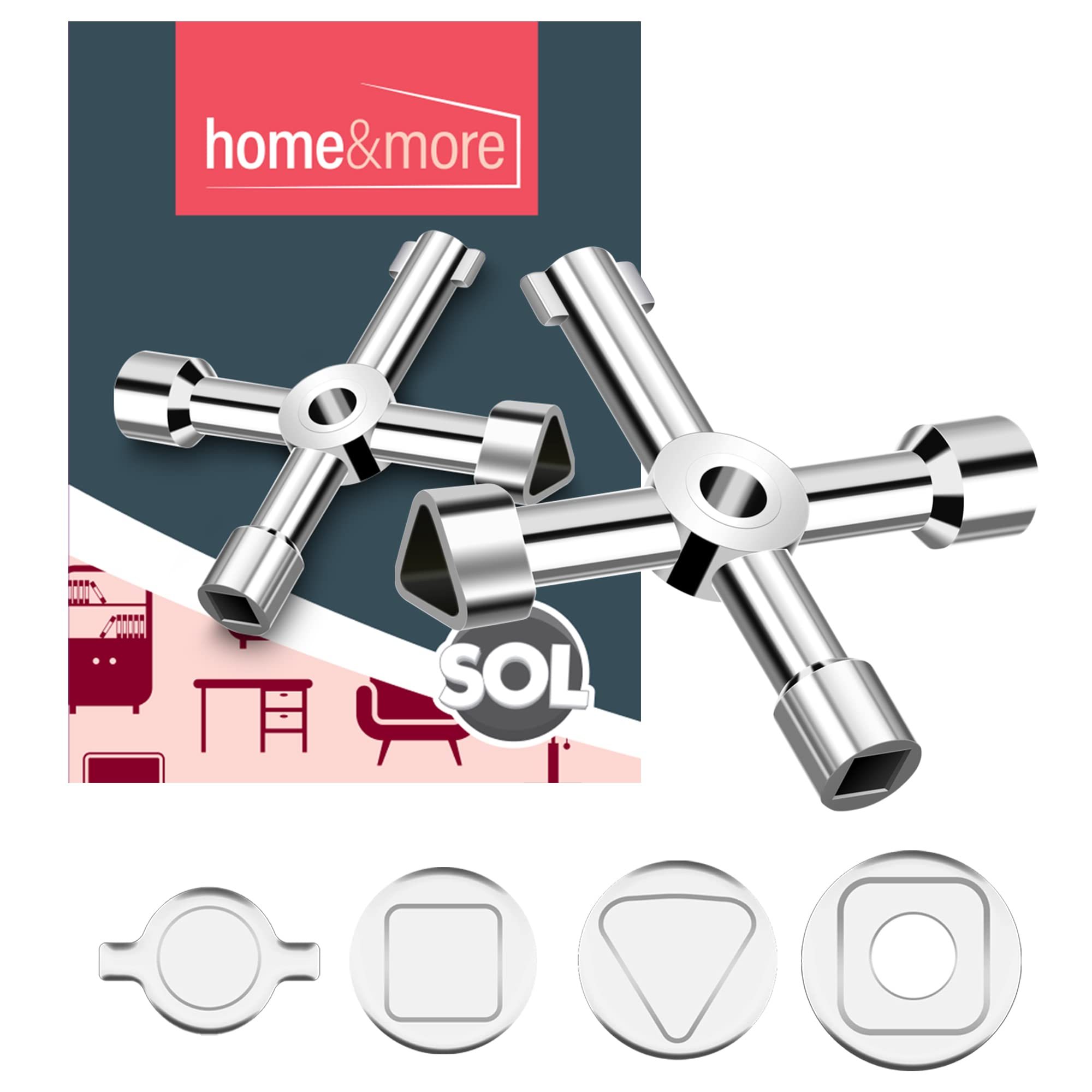 TEMU Pack 4 Way Utility Key | Radiator, Gas Meter, Electric Meter & Service Panel Key | Heavy Duty Triangular For Home, Heating & Maintenance Use |