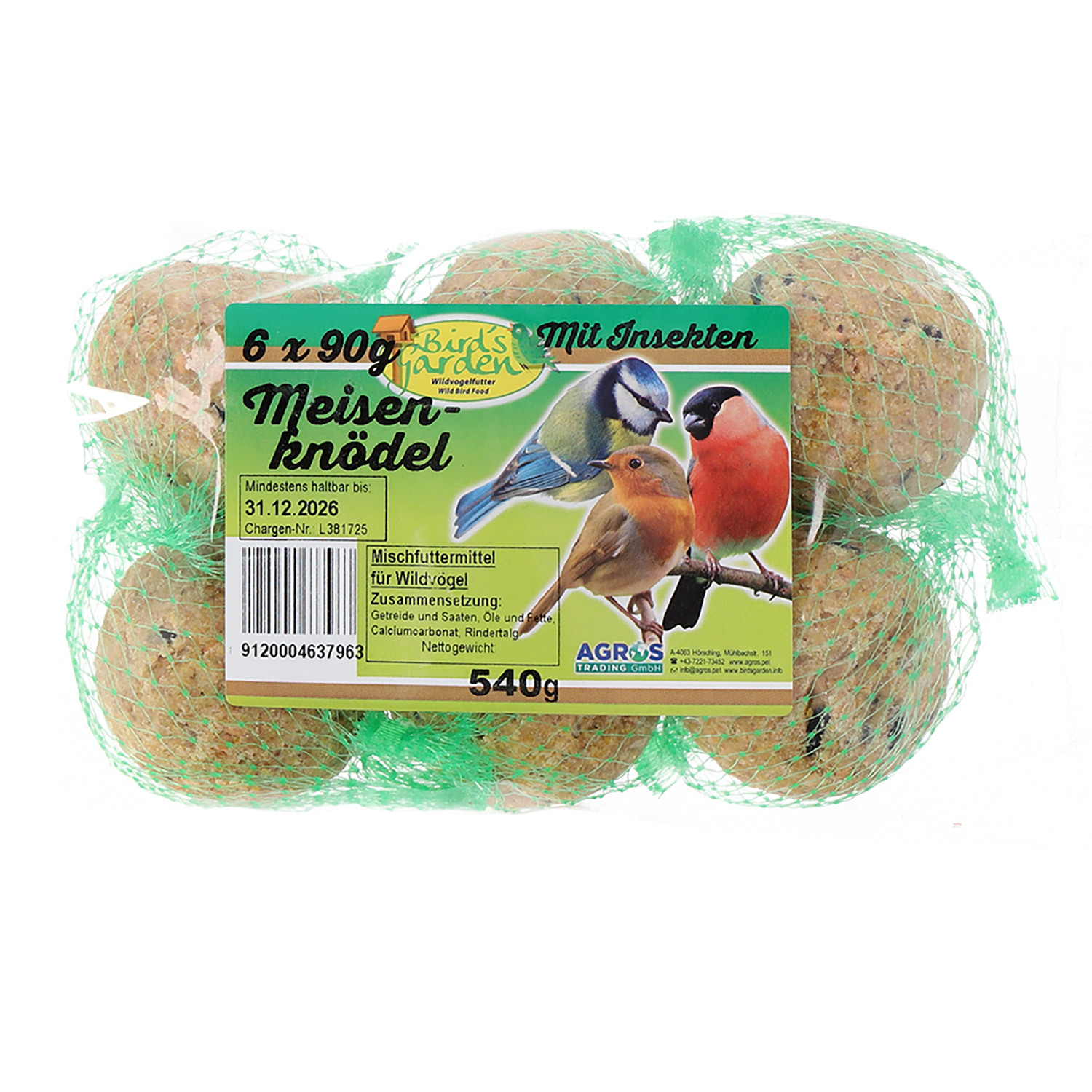 E-shop Vogelfutter Ganzjahresknödel mit Insekten für Wildvögel im praktischen Netz, , 540g