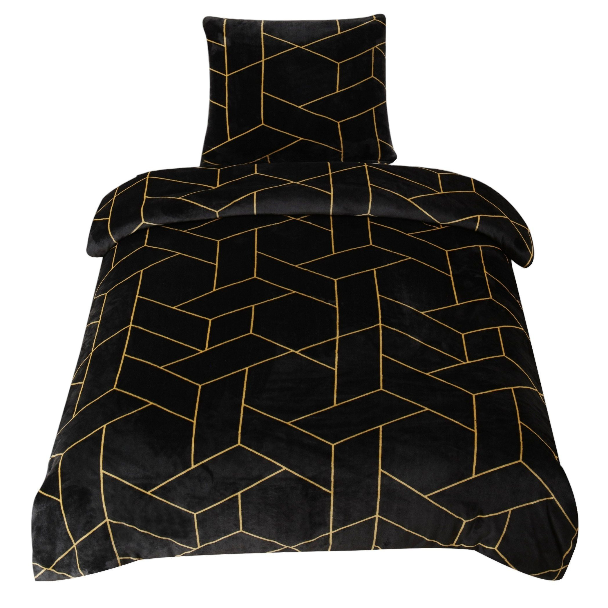 Winter Bedding Teddy Plush Geometric Black Cozy Fluffy Warm Soft Flannel Pillowcase 80x80 Cm With Zipper