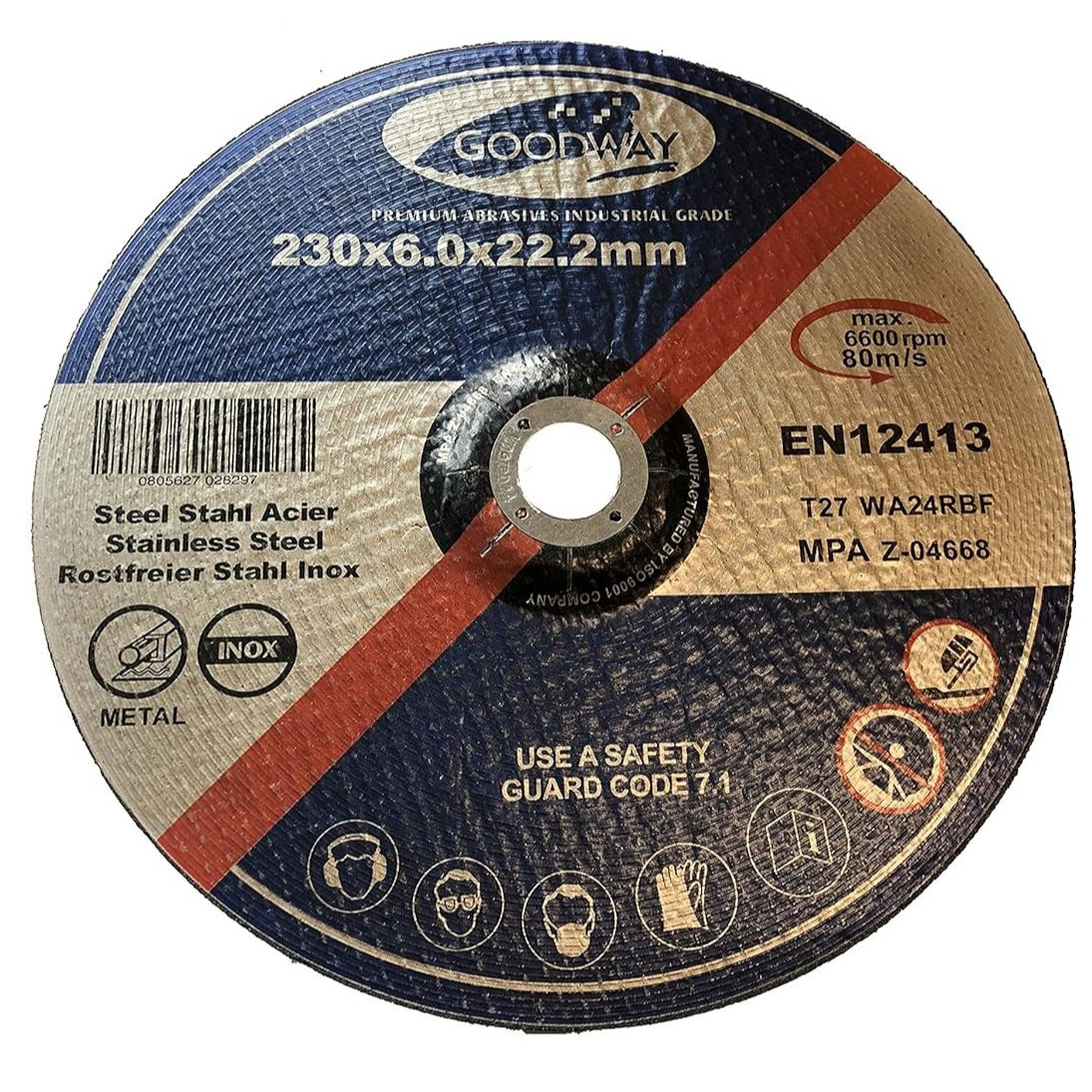 Image of 230mm X 6mm Coarse Grinding Disc Set - 5pcs | Abrasive Discs For Angle Grinder And Metal Work