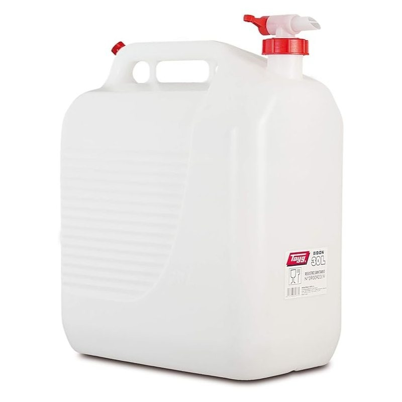 TEMU Bidon con Grifo 30 L, Color Bidón con Grifo 30 L, Color Transparente – Bidón de Plástico para Agua Potable, Alimentos o Productos de Limpieza,