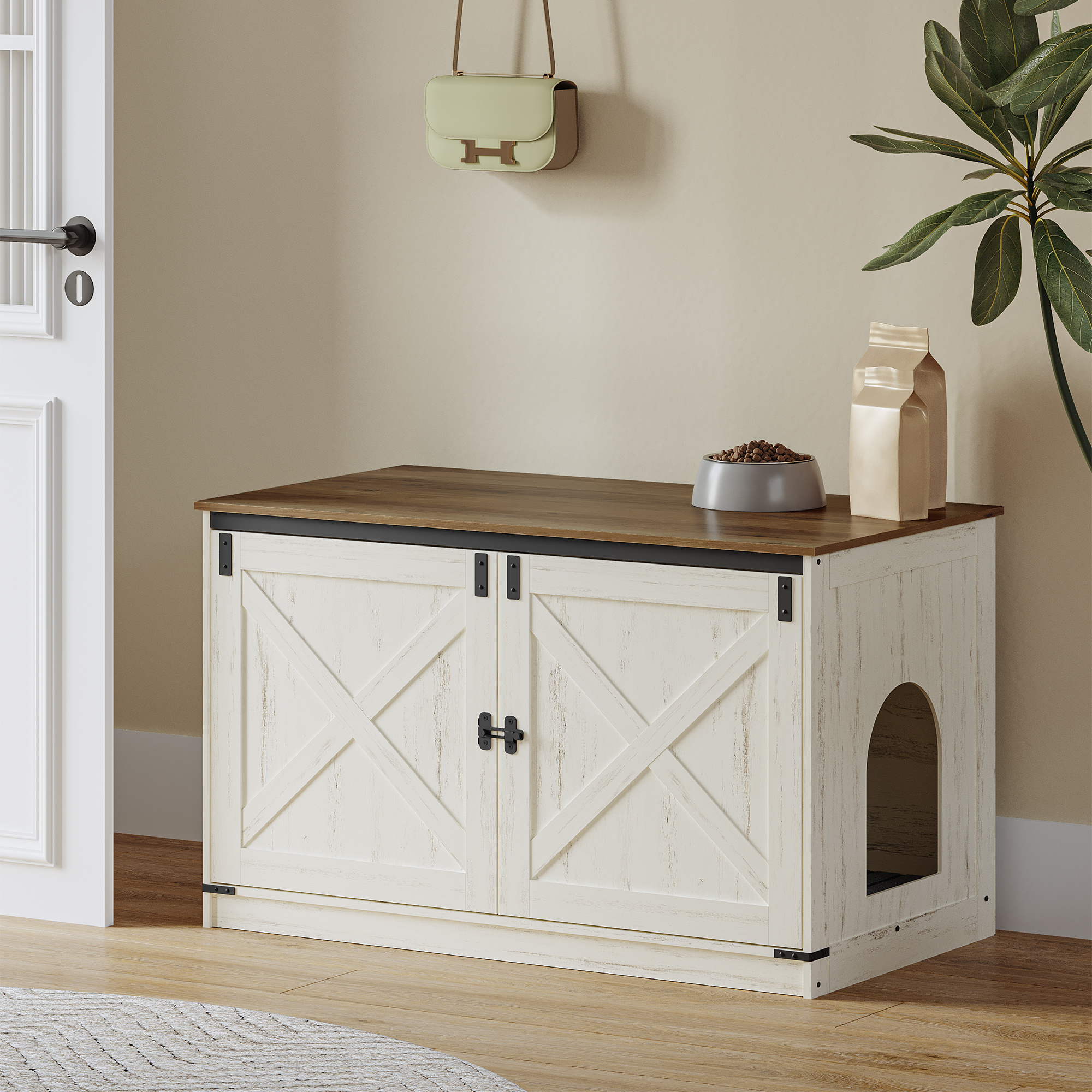 Image of Cat Litter Cabinet, Cat Cabinet, Cat Toilet With Removable Partition, Cat House, Reversible Entrance Left Or Right, As Sideboard, 100 X 55 X 60 Cm